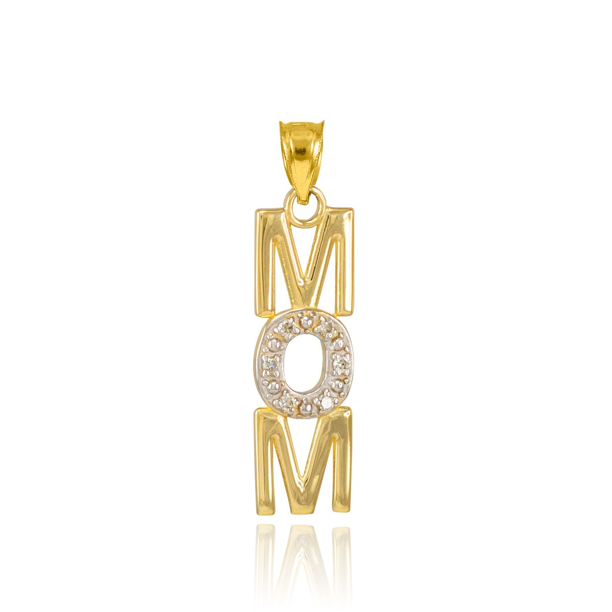 14K Solid Gold Mom Heart Diamond Studed Pendant Necklace(Yellow/Rose/White Gold)