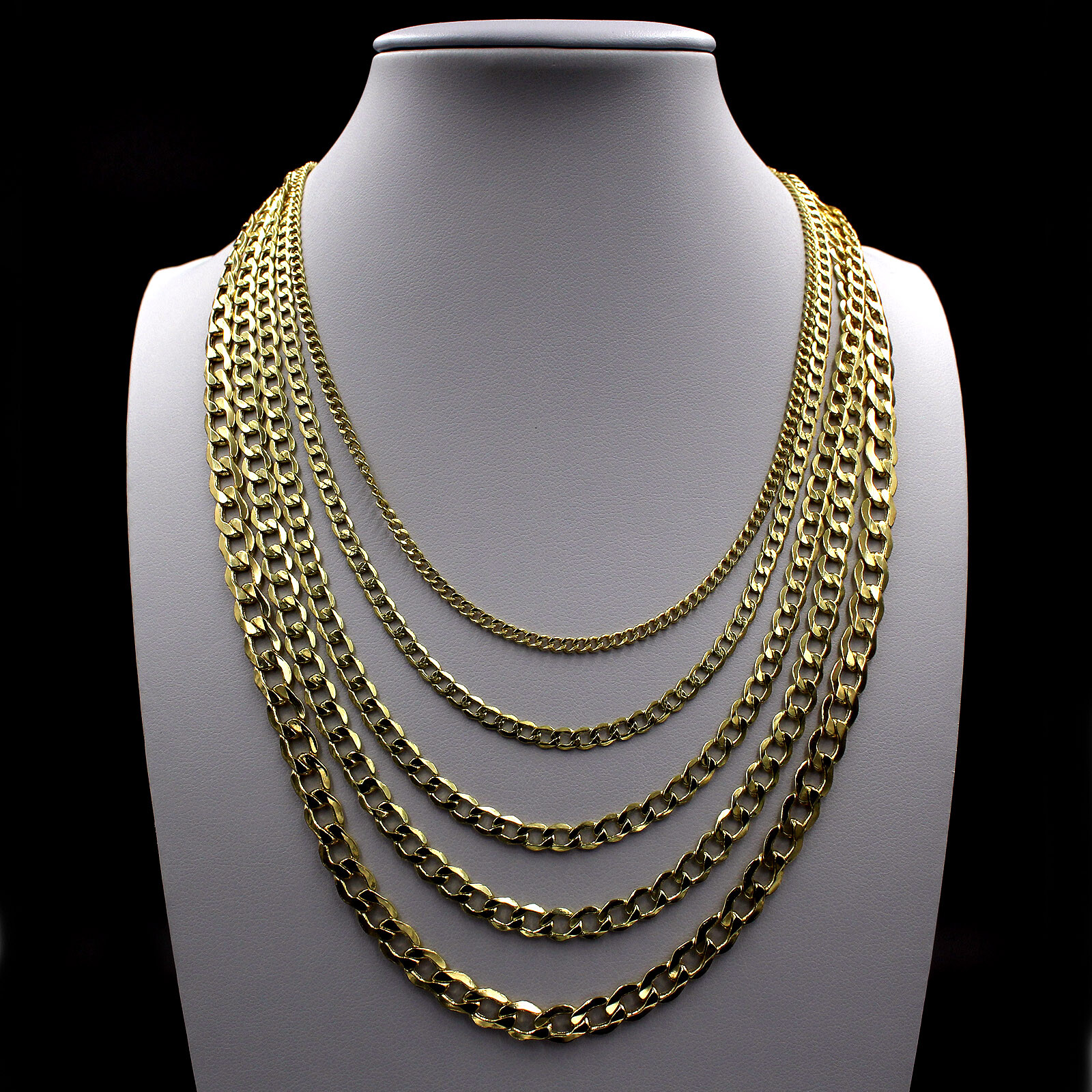 Mens Real 10K Yellow Gold 2mm – 6.5mm Cuban Link Chain Necklace 16″- 30″