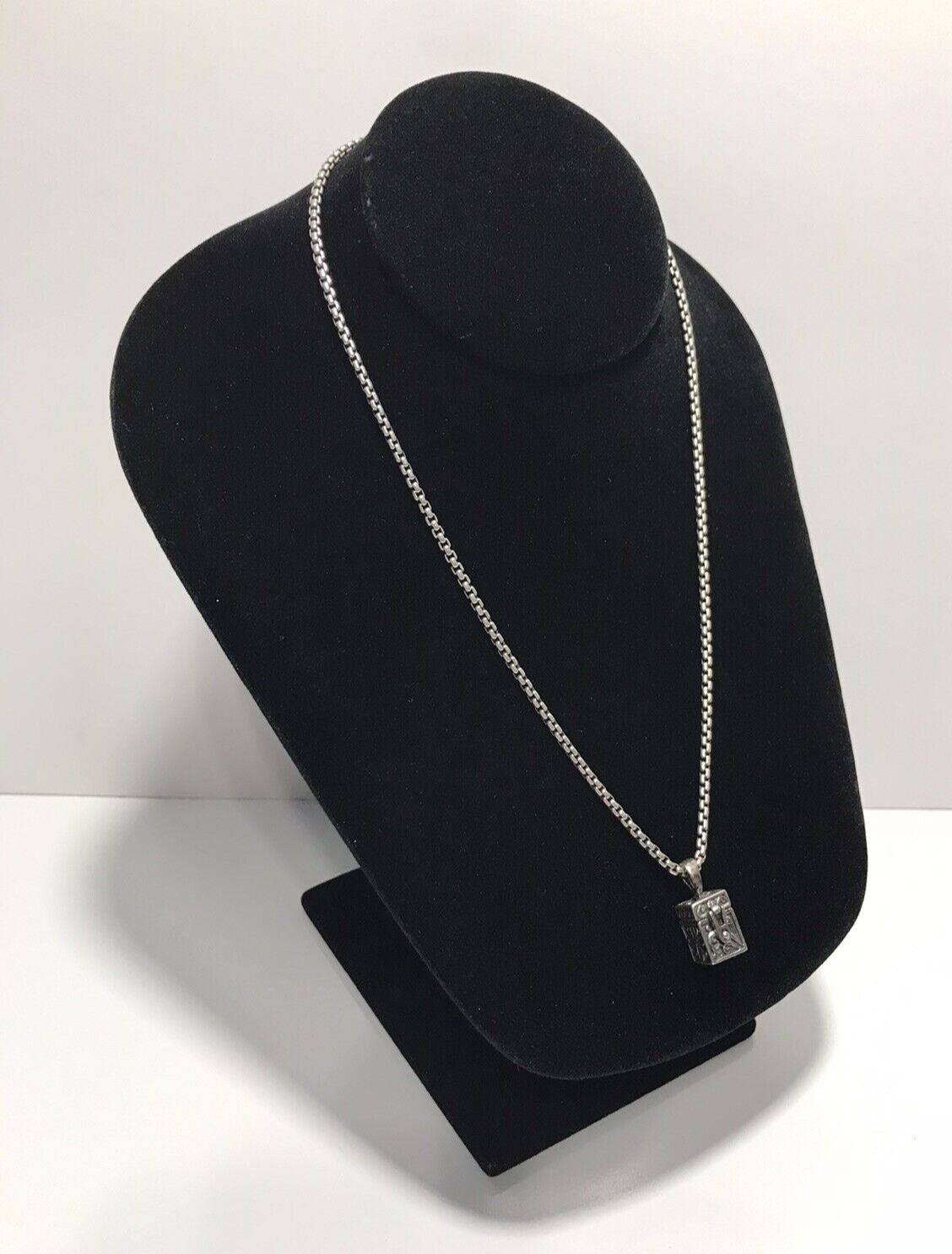 DAVID YURMAN 925 Box Chain w/14k Yellow Gold DY Logo & Unbranded Box Pendant