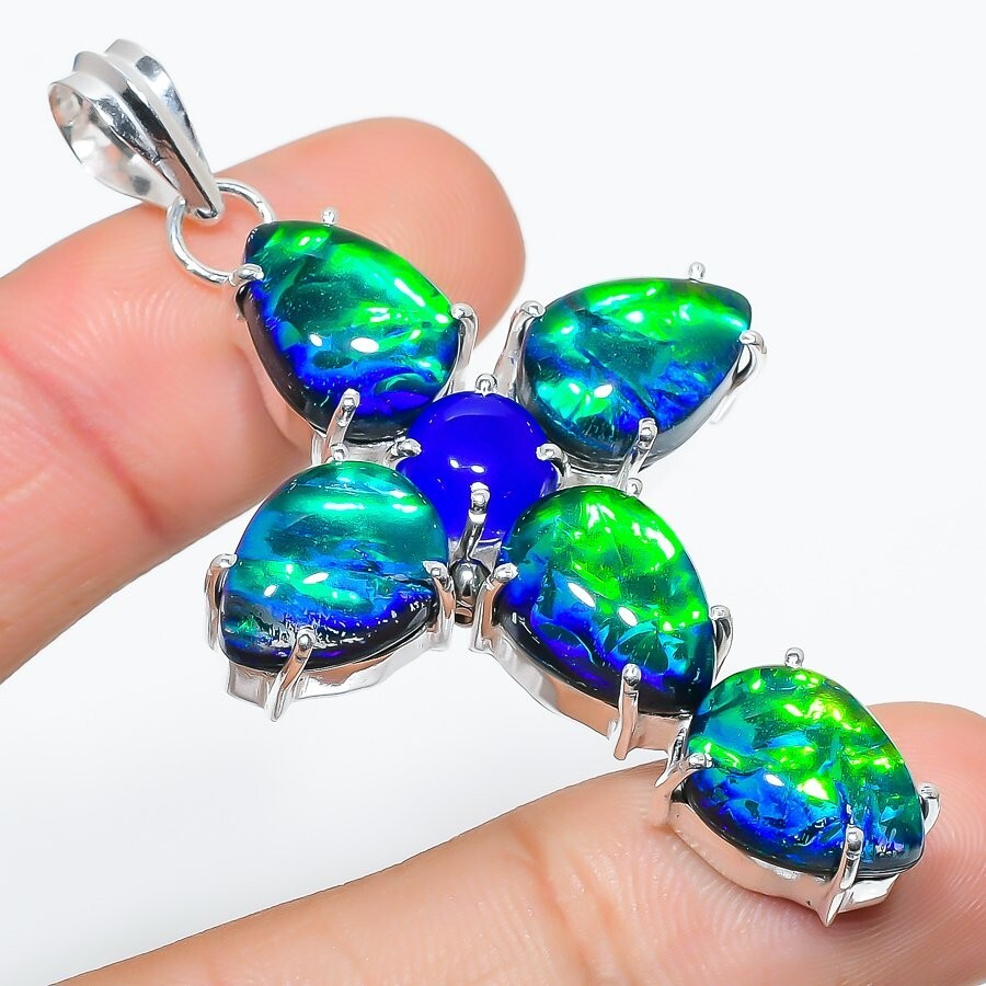 Triplet Opal Gemstone Handmade 925 Sterling Silver Jewelry Pendant Size 2.5″