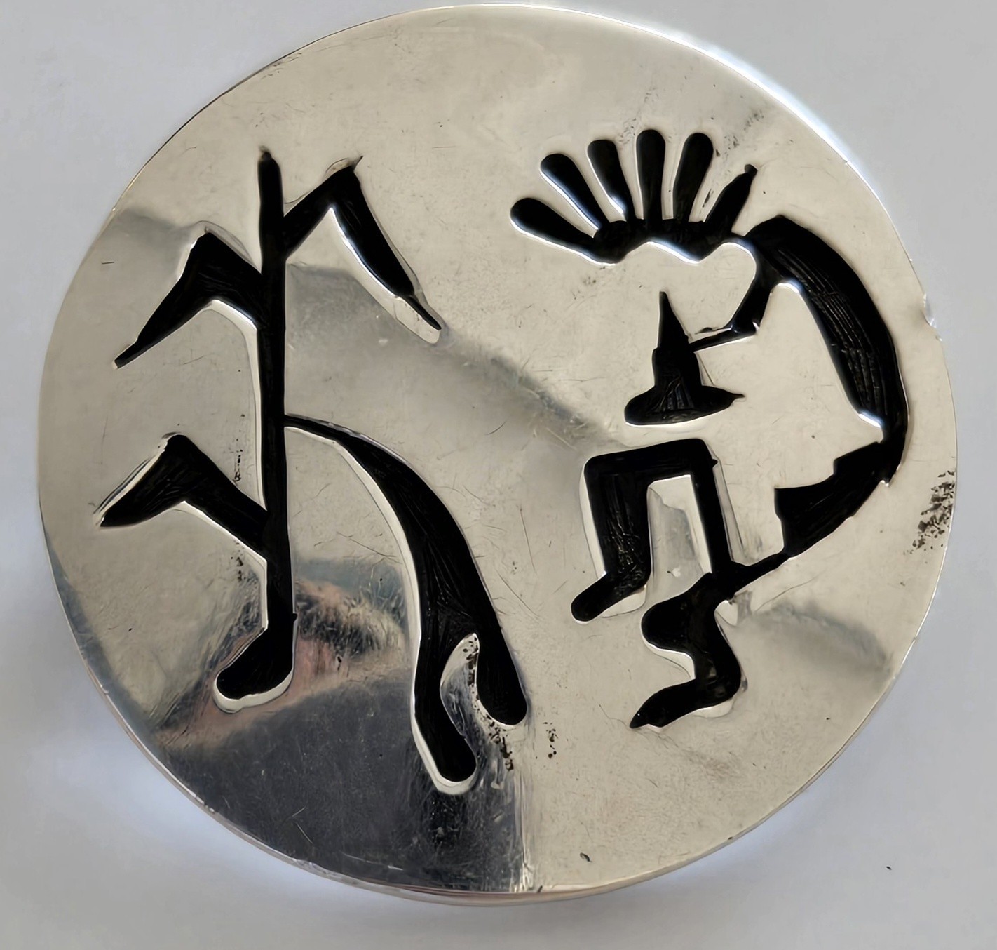 Excellent Condition DESIGNER Heavy Sterling TAXCO Kokopelli Pin Pendant