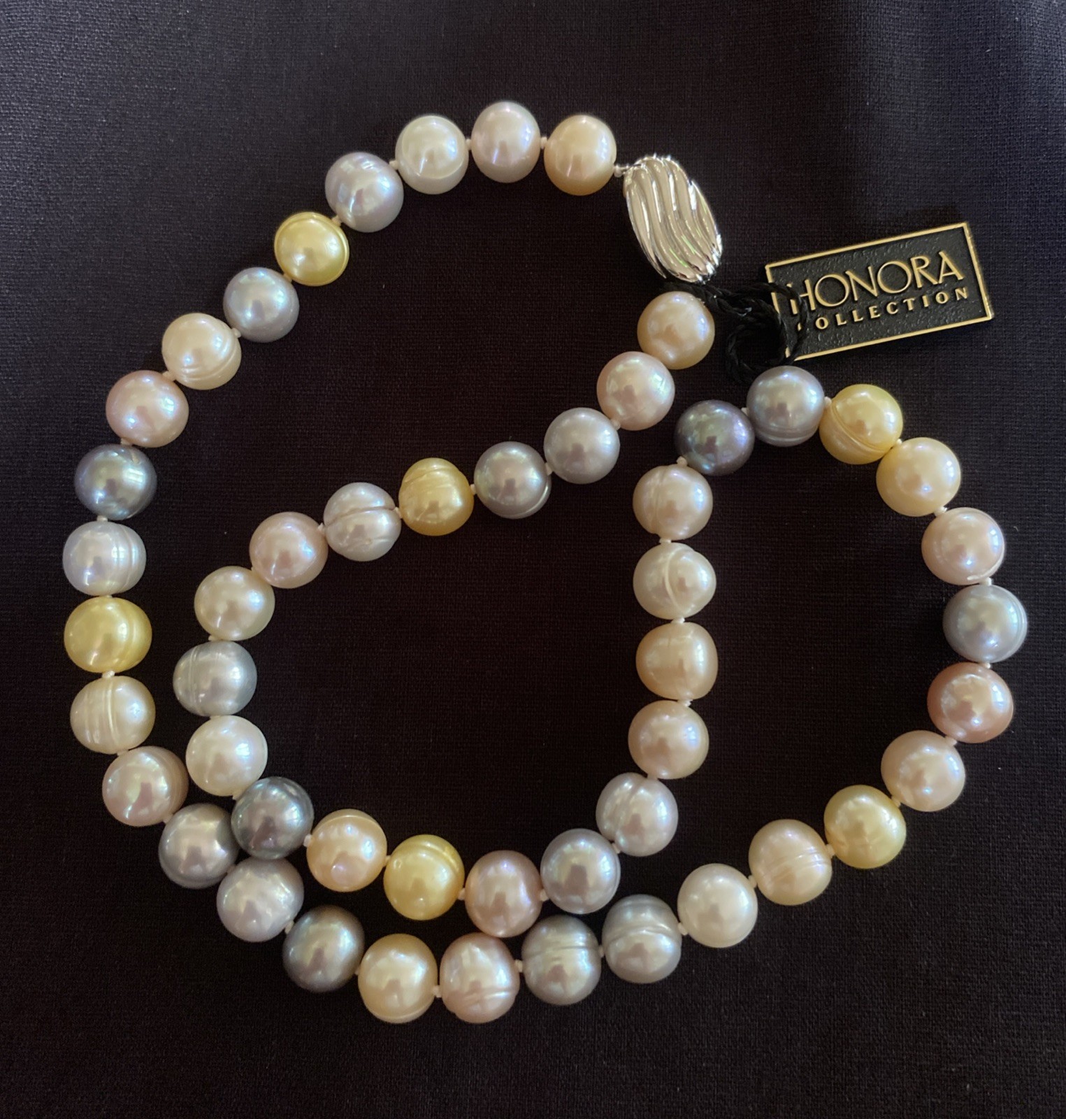 NIB Honora Sterling Silver Ming Spring Colors Cultured Pearl Strand Necklace 18”