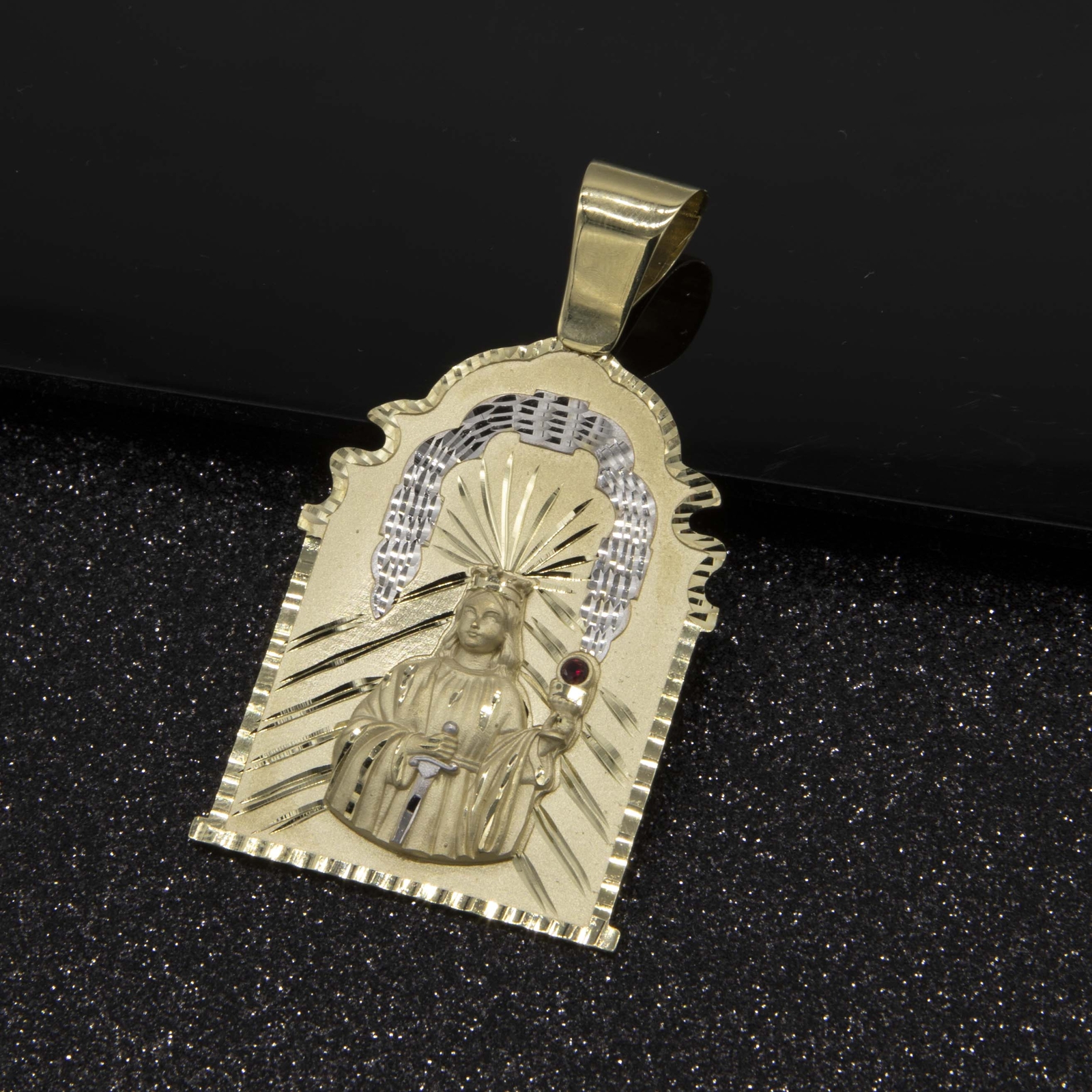 Saint Barbara Diamond-Cut Pendant Real 10K Yellow White Gold All Sizes