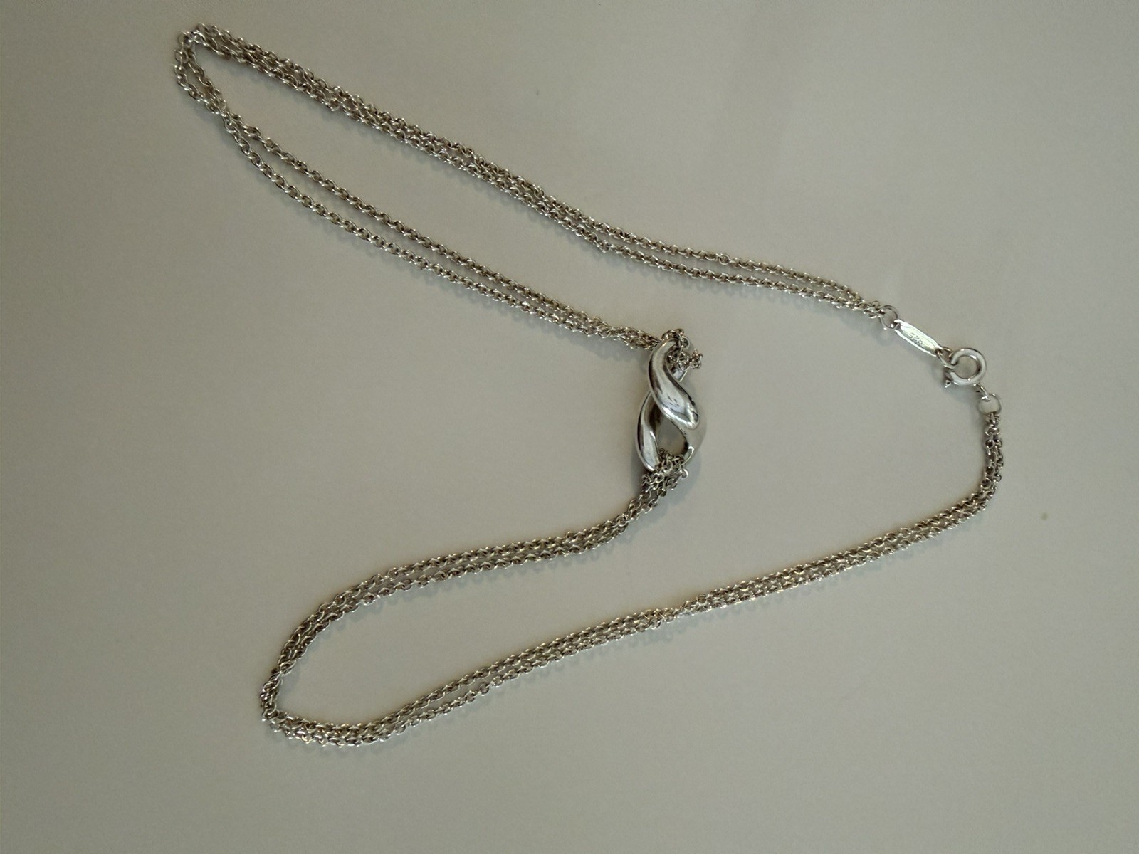 Tiffany & Co. Infinity Double Chain Necklace Pendant 16″ Silver