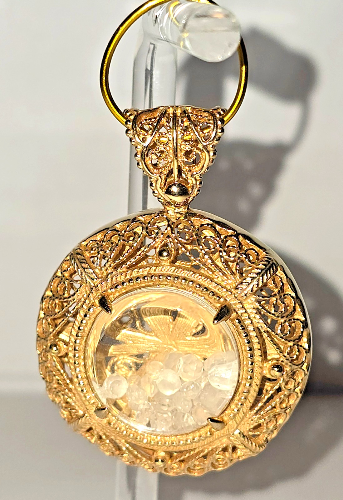 Pendant – 18k Yellow Gold over Bronze, Matching Filigree Bail, Made in Turkey