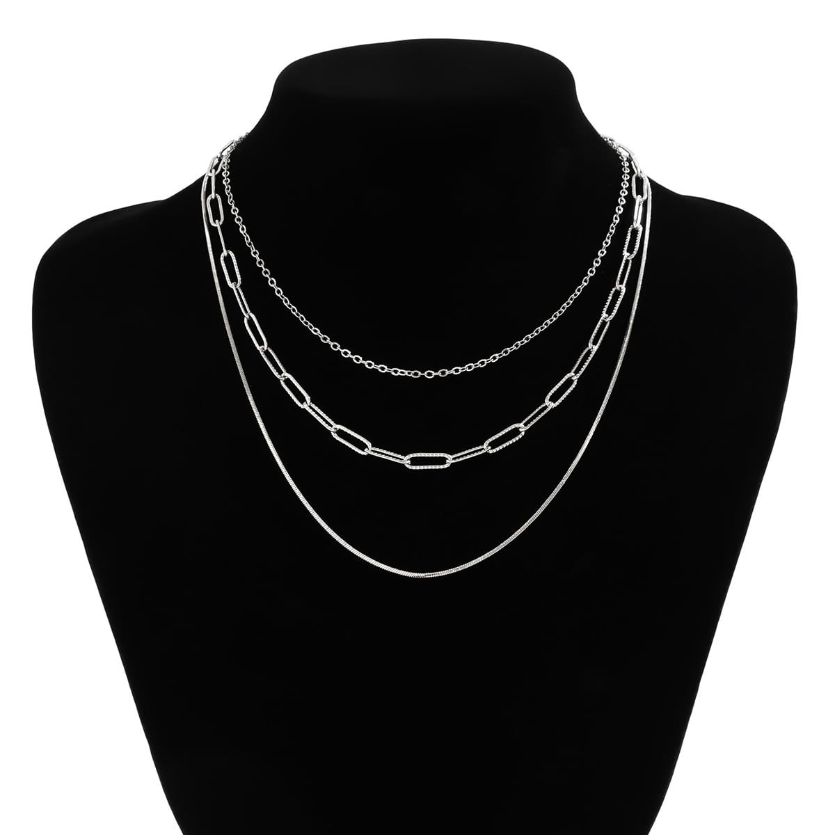 Silver Layered Necklace for Women Dainty Gold Plated Choker Necklaces for Womens