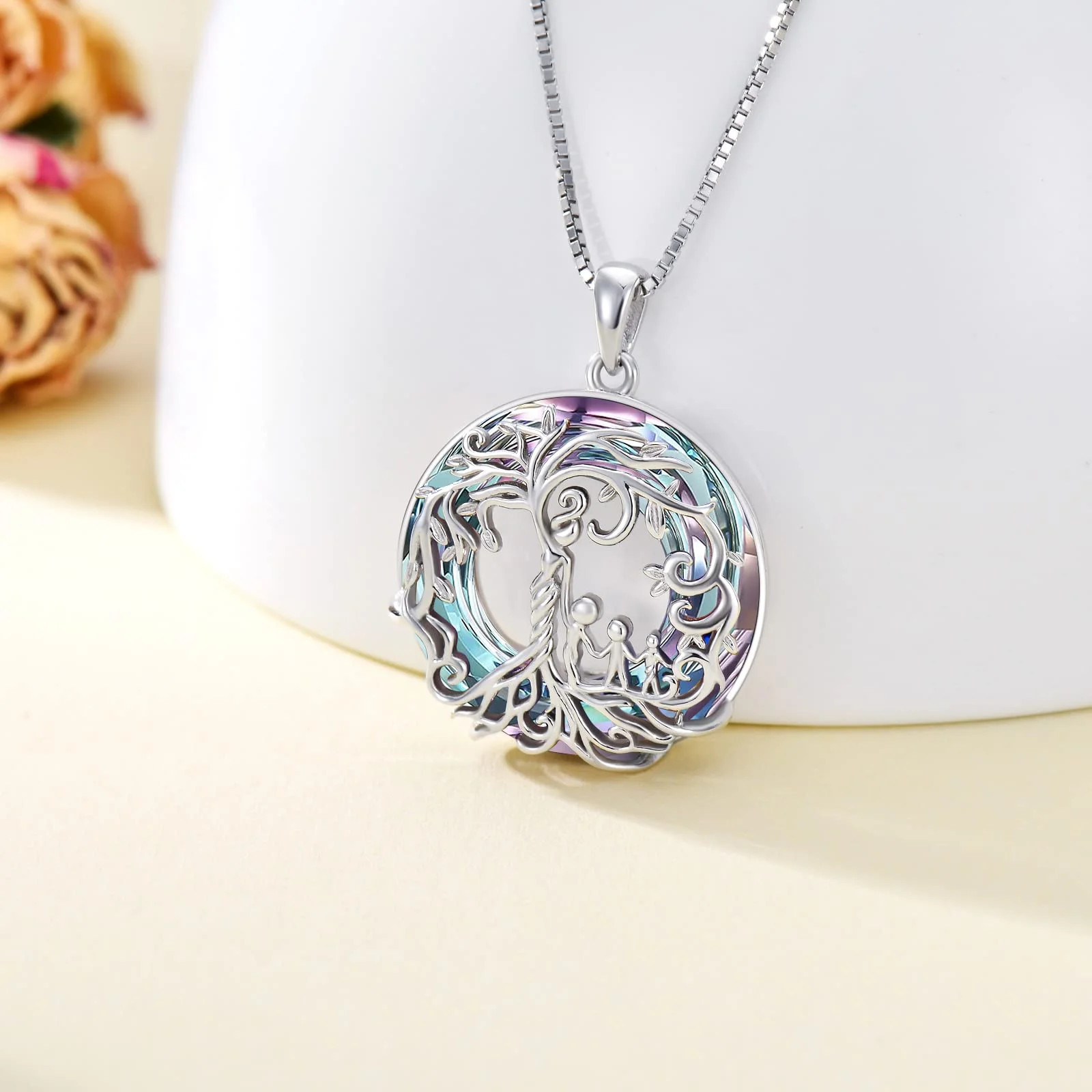 Valentines Day Gifts for Mom S925 Sterling Silver Mother and 3 Family Members Tr