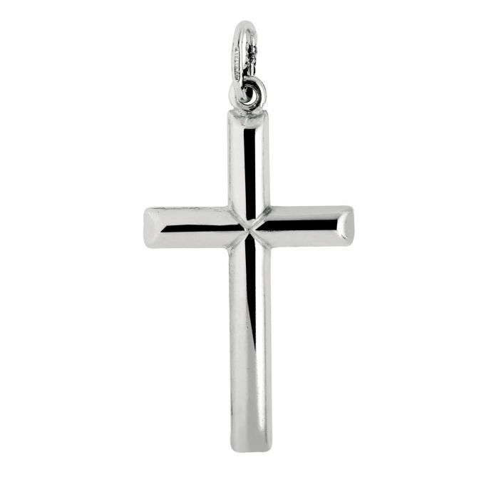 1 3/8″ Plain Tube Polished Cross Pendant Real Sterling Silver 925