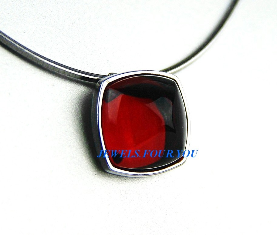 BACCARAT MEDICIS STERLING SILVER PENDANT NECKLACE SMALL RED MIRROR FRANCE NEW