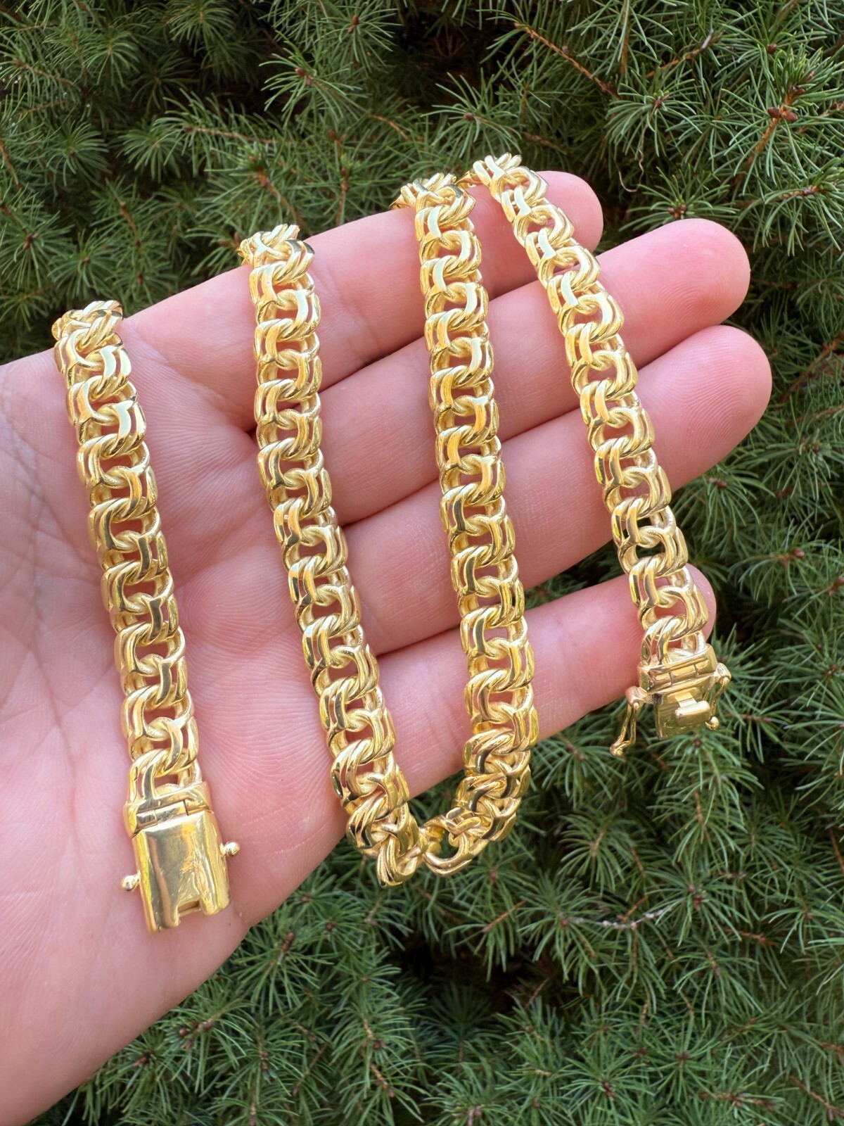 Handmade 9mm Bismark Garibaldi Chino Chain 14k Gold Over 925 Silver Necklace