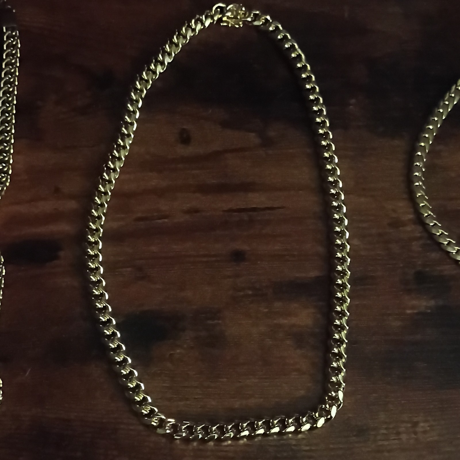14k Yellow Gold filled Curb Link Chain Necklace, Box Clasp Closure 24in 7mm