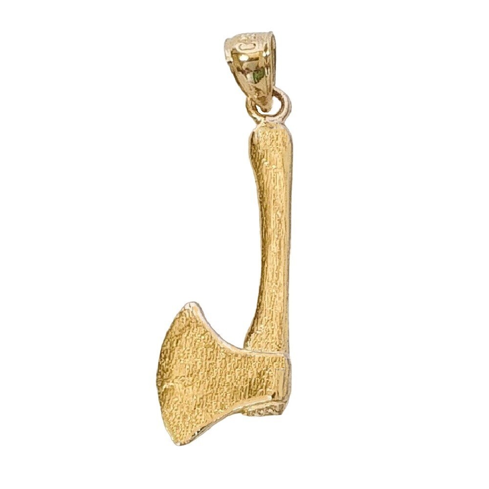14k Yellow Gold AXE 3D Solid Pendant / Charm, Made in USA
