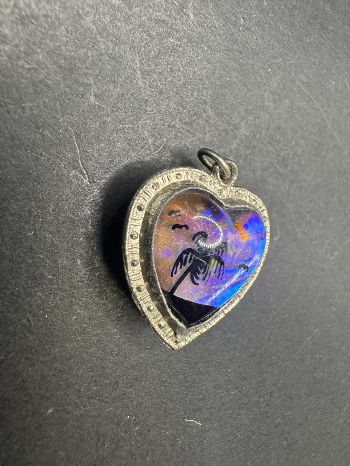 Double Sided Butterfly Wing Heart Charm Flamingo & Beach Charm