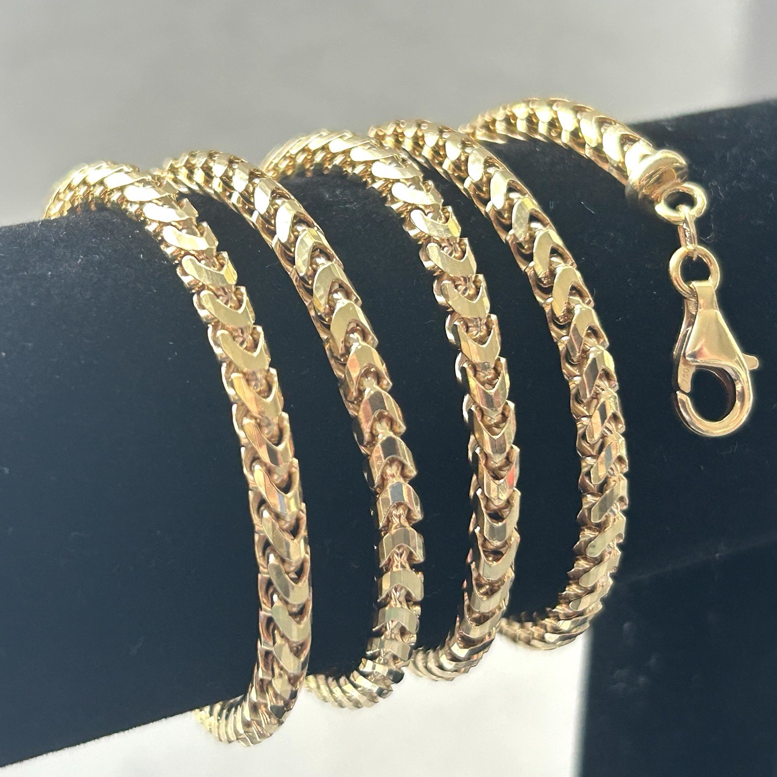 18k Yellow Gold 26″ Solid Mens Franco Curb Box Link 4 mm 68grams Chain Necklace