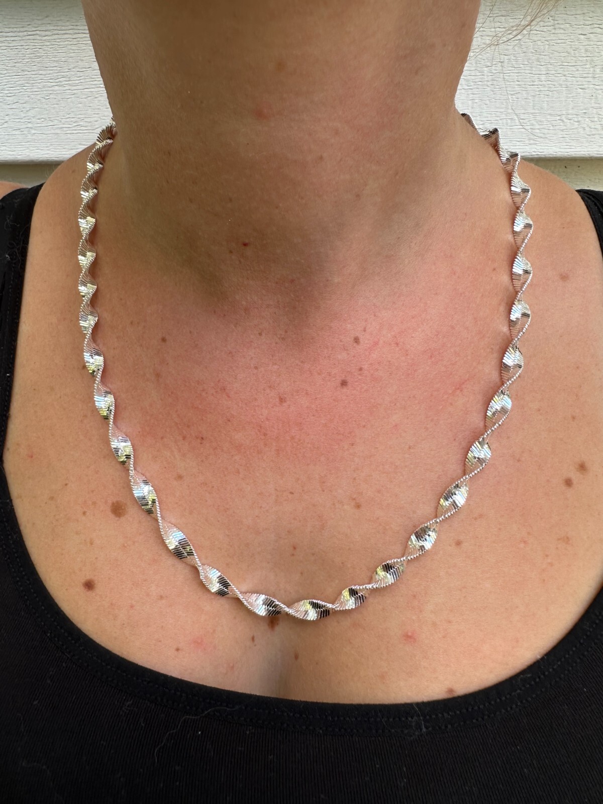 Real 925 Sterling Silver 6mm Loose Singapore Rope Chain Necklace Herringbone