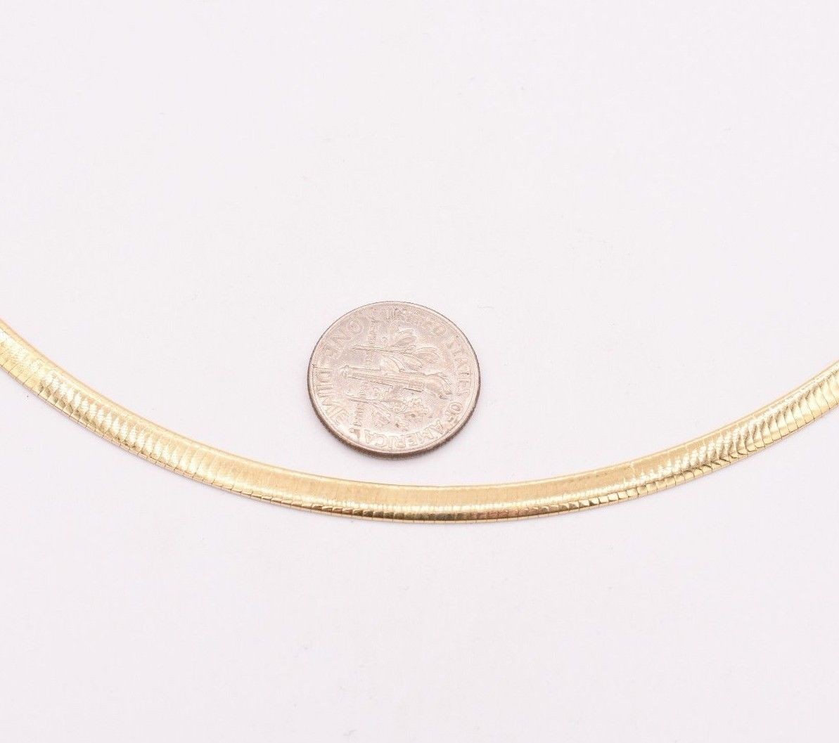 4mm Italian Reversible Omega Chain Necklace 14K Yellow Gold-Plated Silver 925