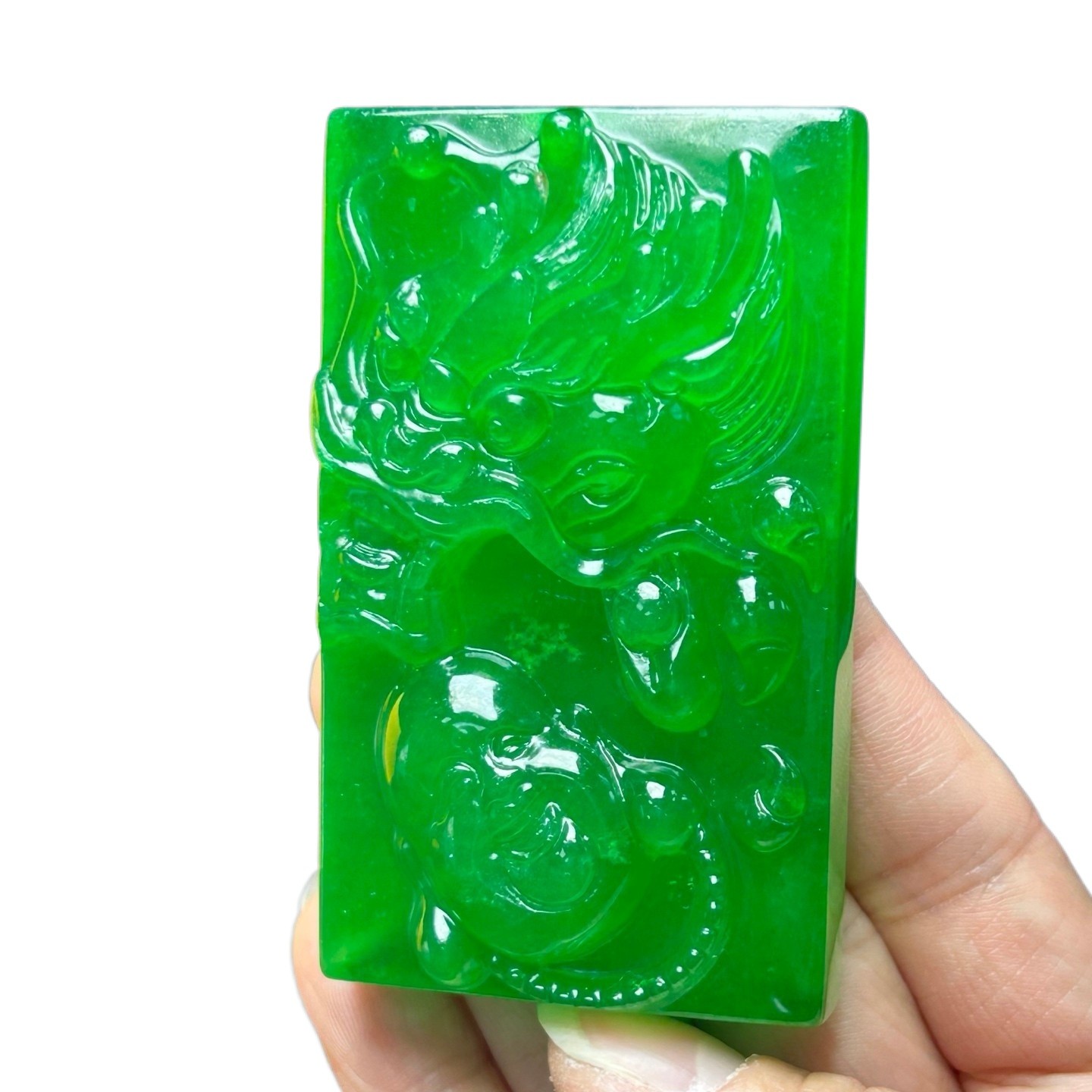 Natural Ice Burmese Jadeite Carved Dragon And Buddha Lucky Pendant Necklaces