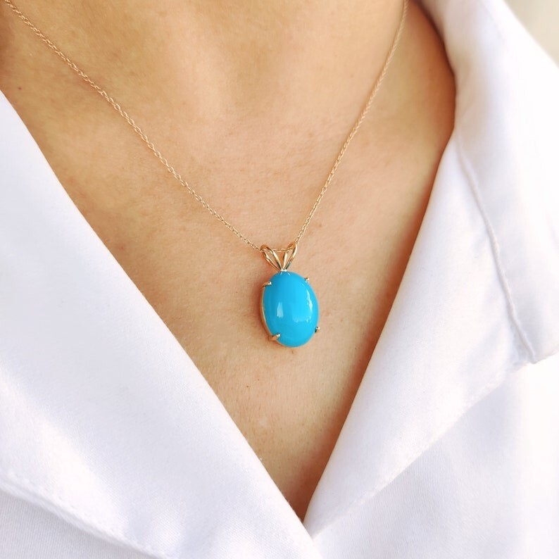 Sleeping Beauty Turquoise Pendant, 925 Sterling Silver Arizona Turquoise Pendant