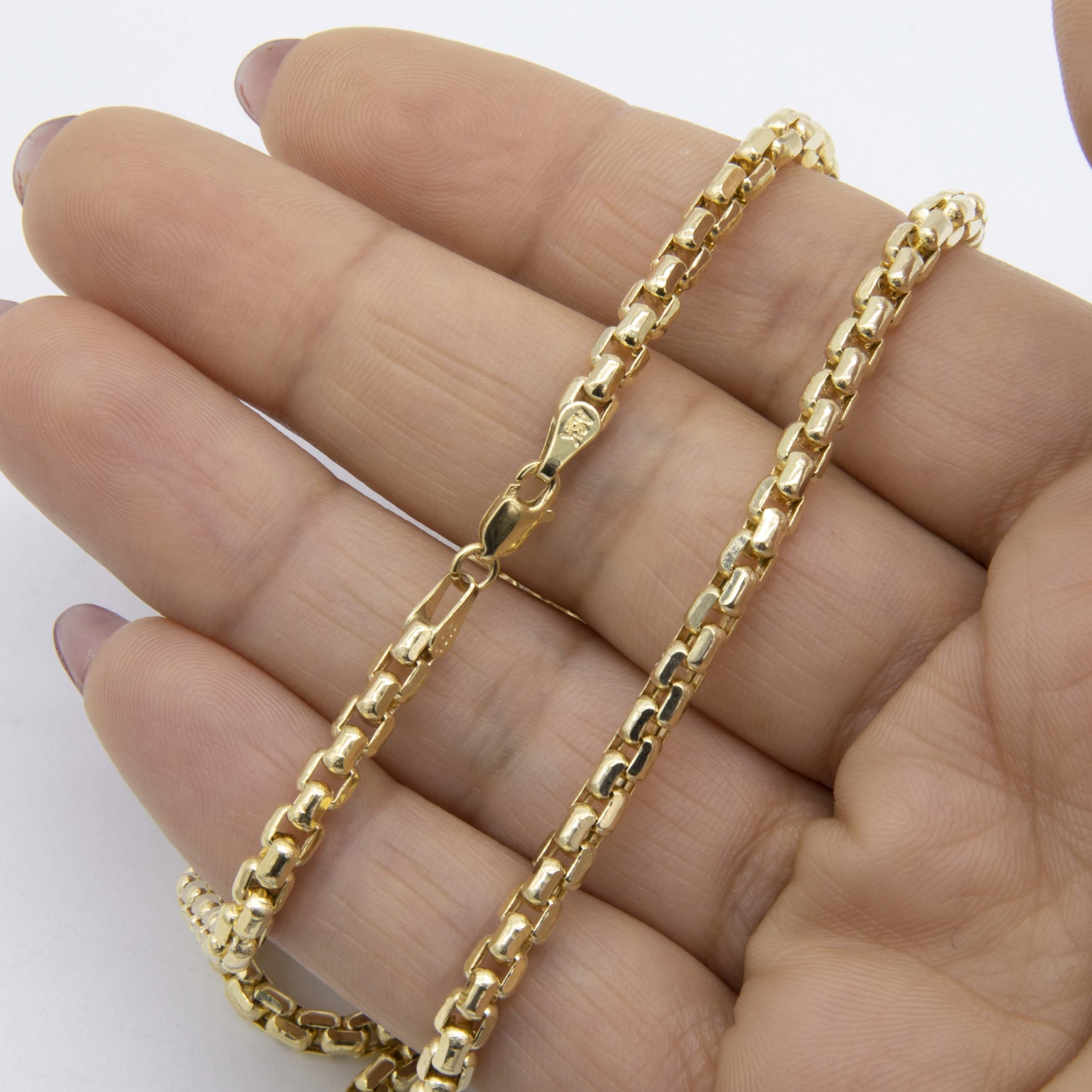 4mm Round Box Link Chain Necklace Real 10K Yellow Gold All Sizes