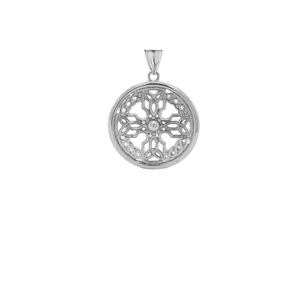Solid Gold Celtic Knot Cross Shield Pendant Necklace(SM)(Yellow/Rose/White Gold)
