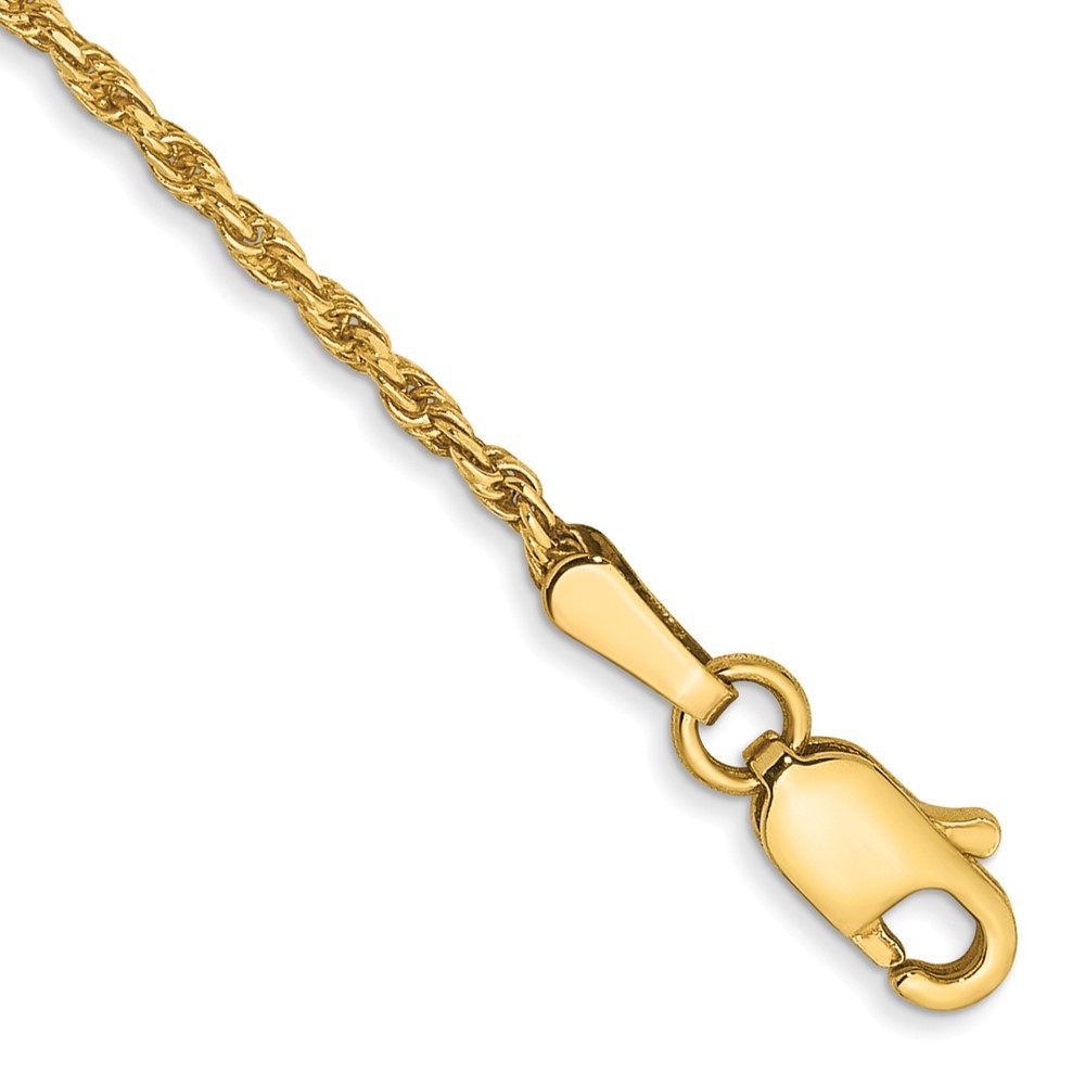14K 6 inch 1.3mm Diamond-cut Solid Machine Made Rope Chain Necklace