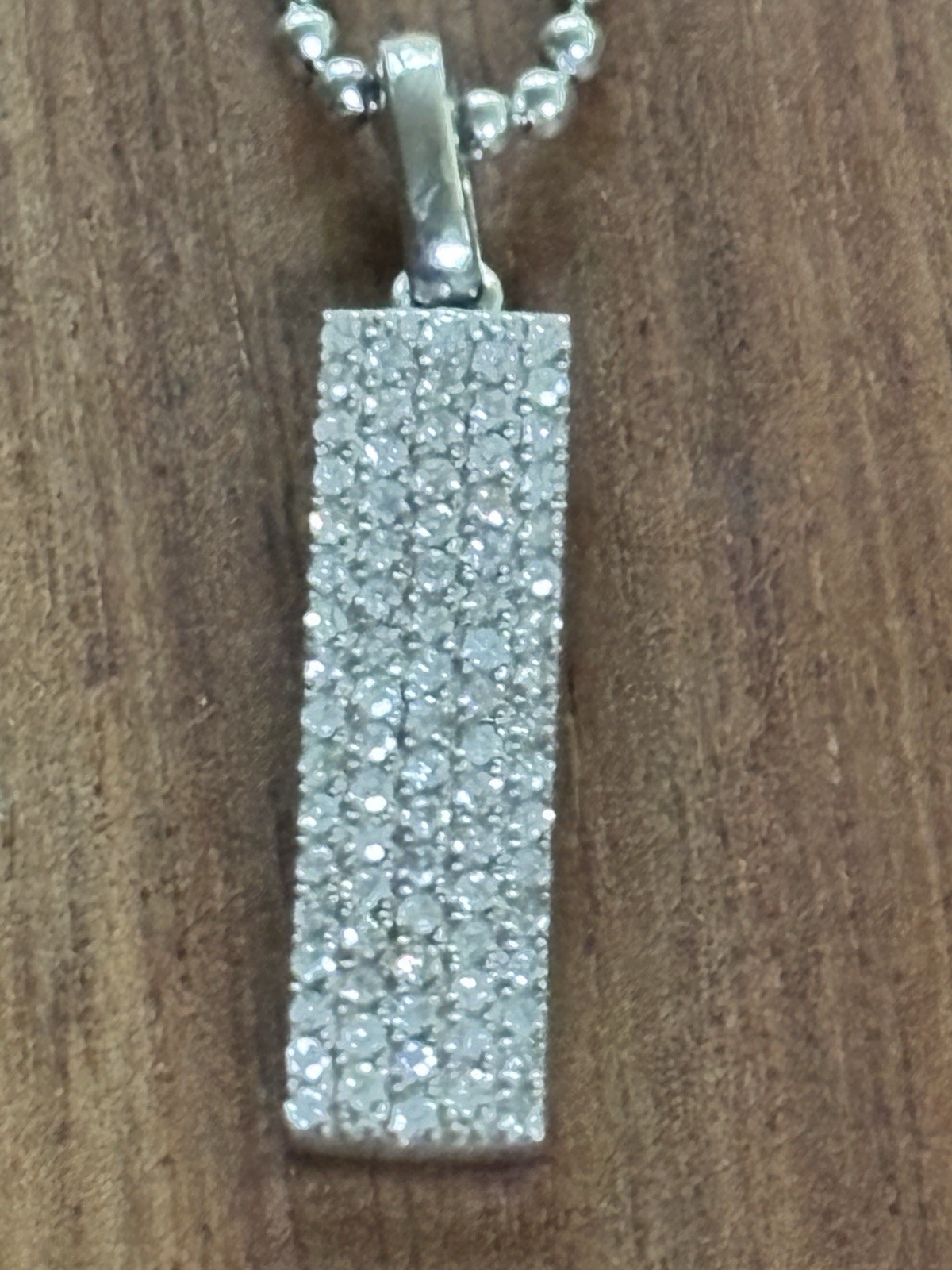 Pave Diamond Rectangle Pendant,925 Sterling Silver – Diamond Pendant IGI Cert