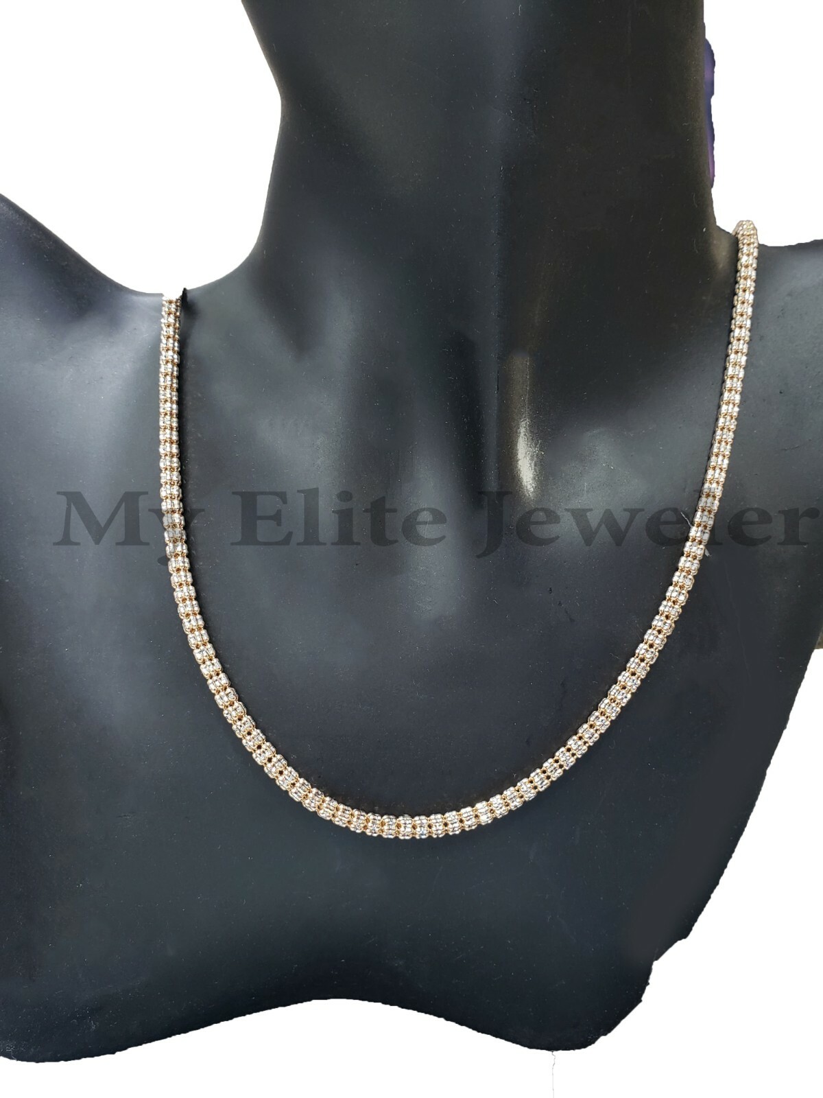 10k Yellow Gold Tennis Chain Necklace 20″ 4mm Diamond Cut REAL GOLD