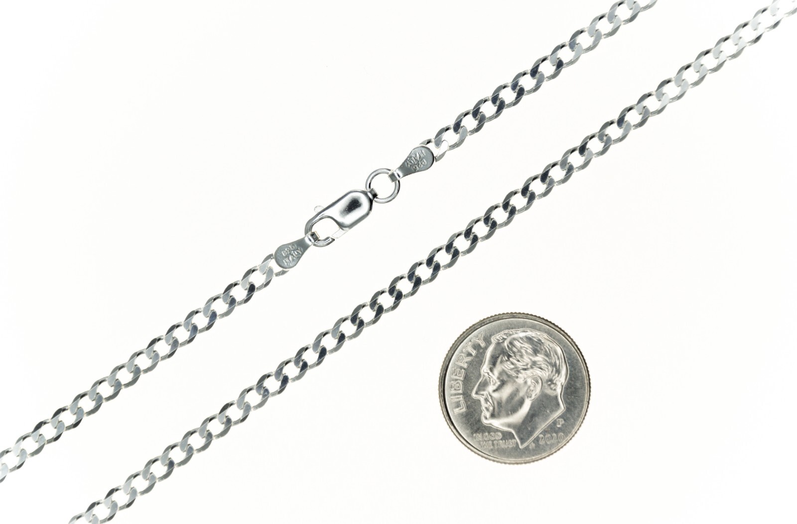 3mm ITALY 925 Sterling Silver CURB Chain Necklace or Bracelet 7″- 30″