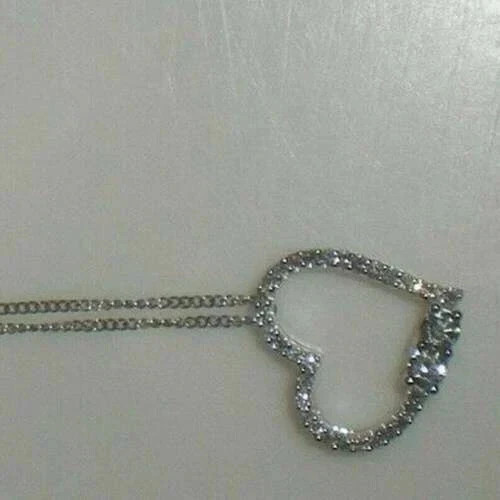 2.15Ct Round Cut White Moissanite Women’s Fancy Pendant 14K White Gold Plated