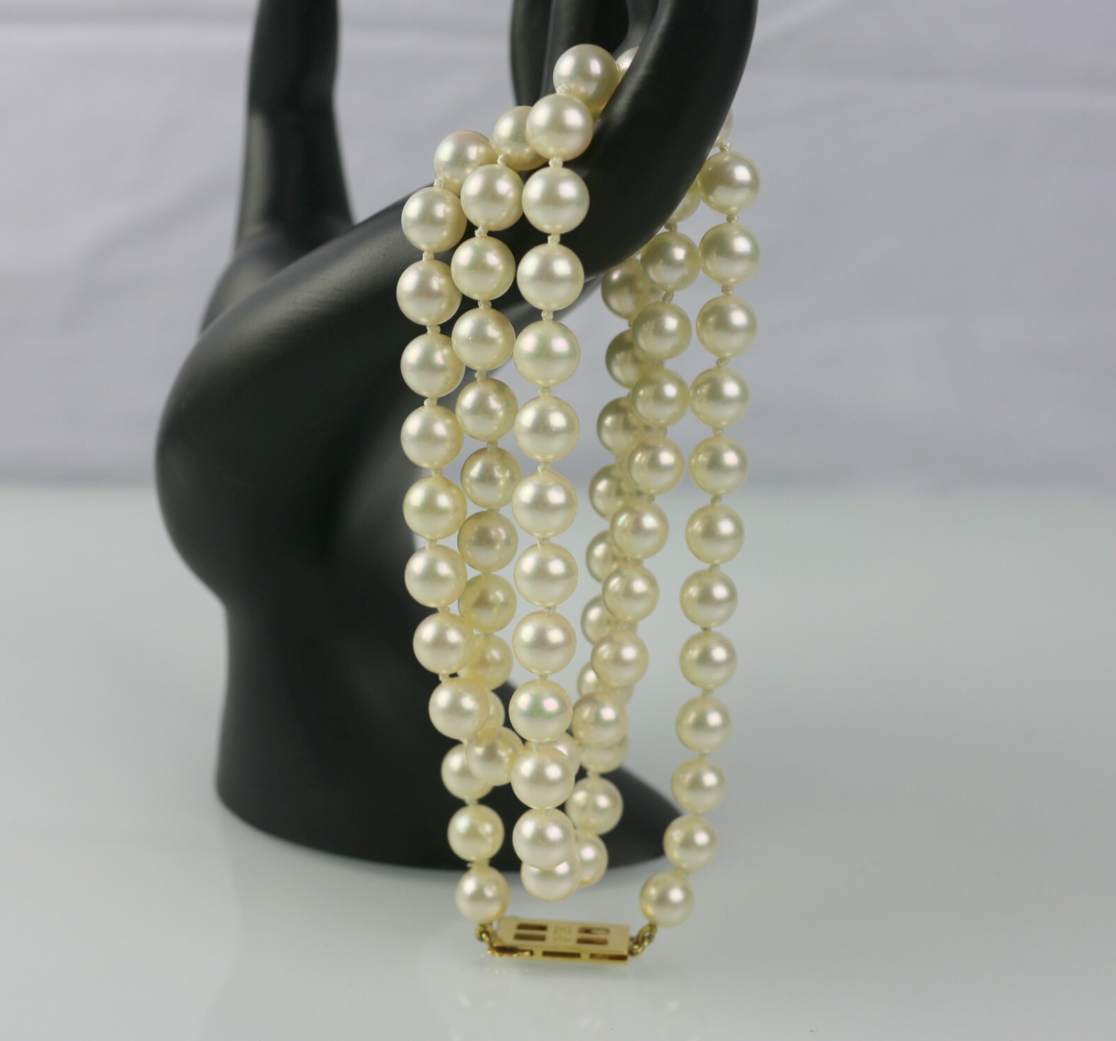 Mikimoto Vintage 6.5mm~7mm Pearl 23.5″ Strand Necklace w/ 18K Gold Clasp