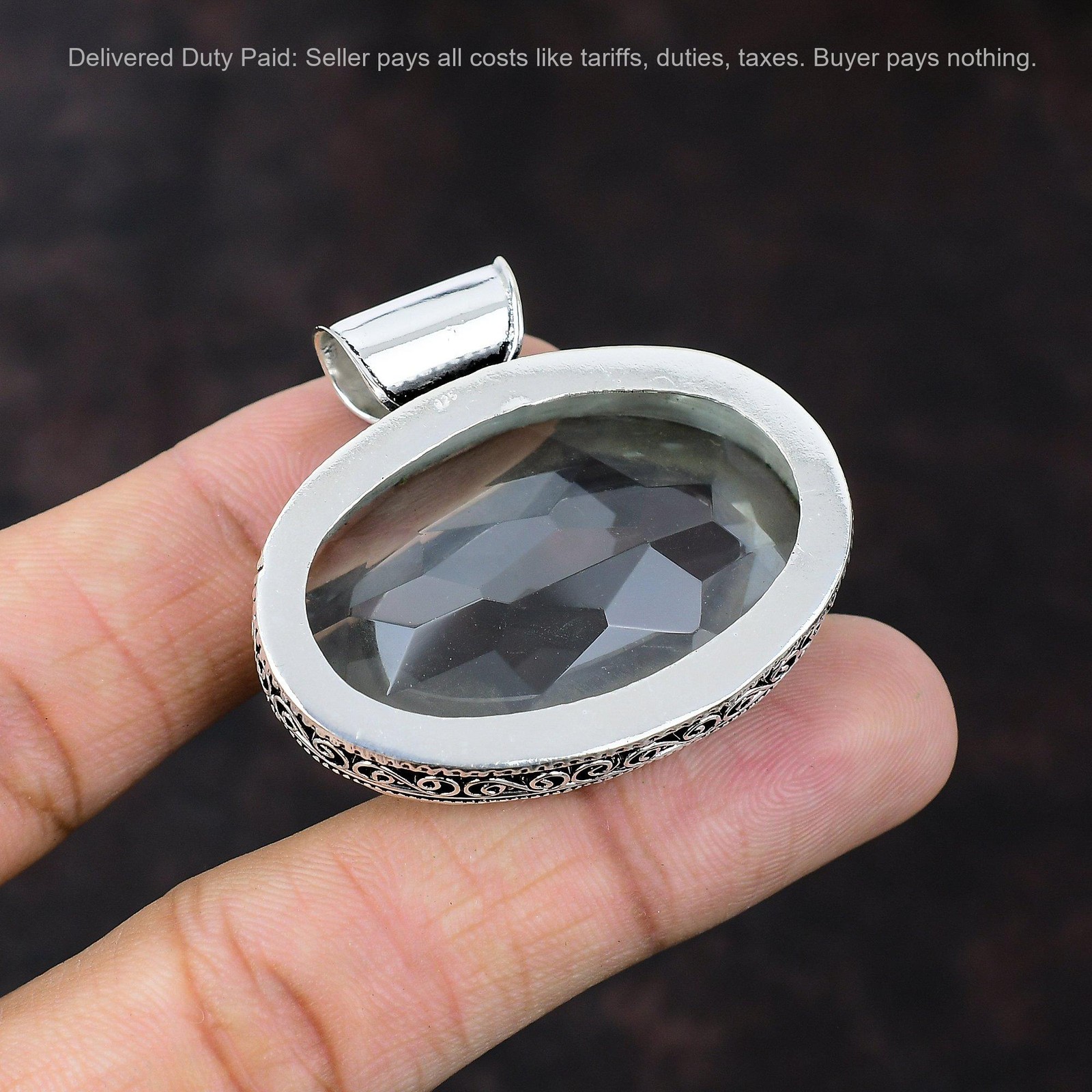 925 Sterling Silver Apatite Stone Anniversary New Vintage Unique Wedding Pendant