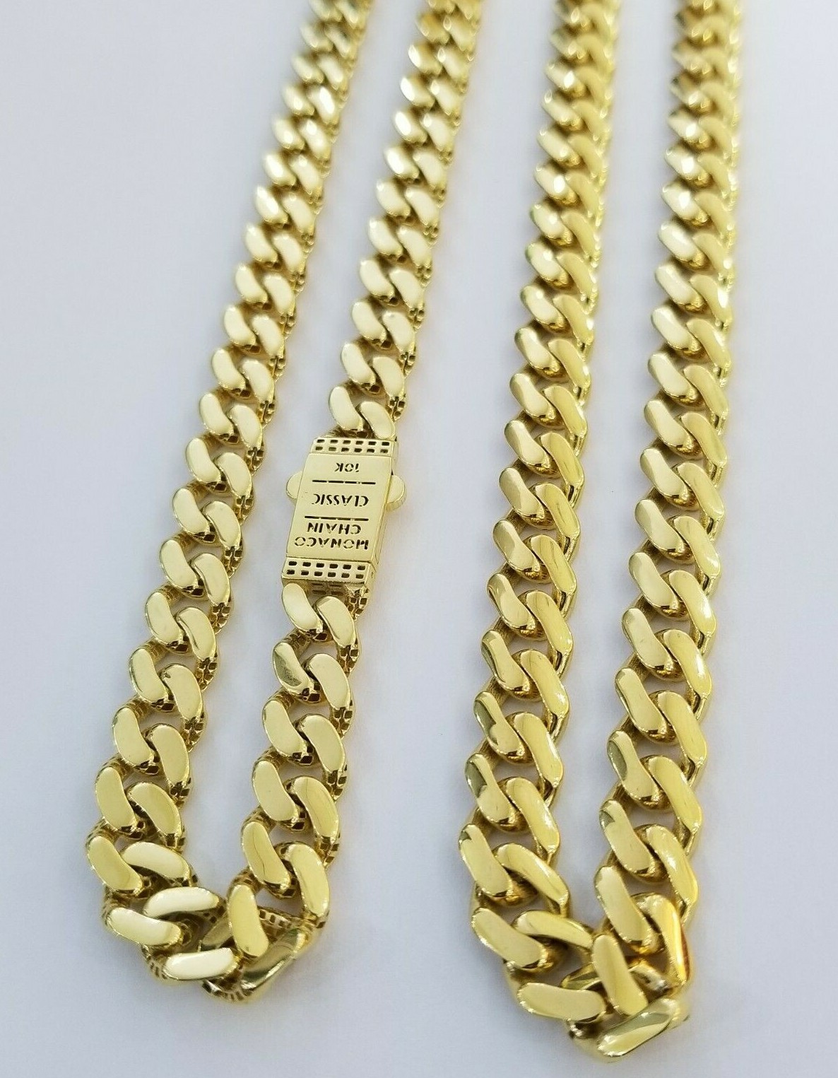 REAL 10k Gold Royal Miami Cuban Chain 6mm Monaco Necklace 18″-24″ 10kt yellow Gd