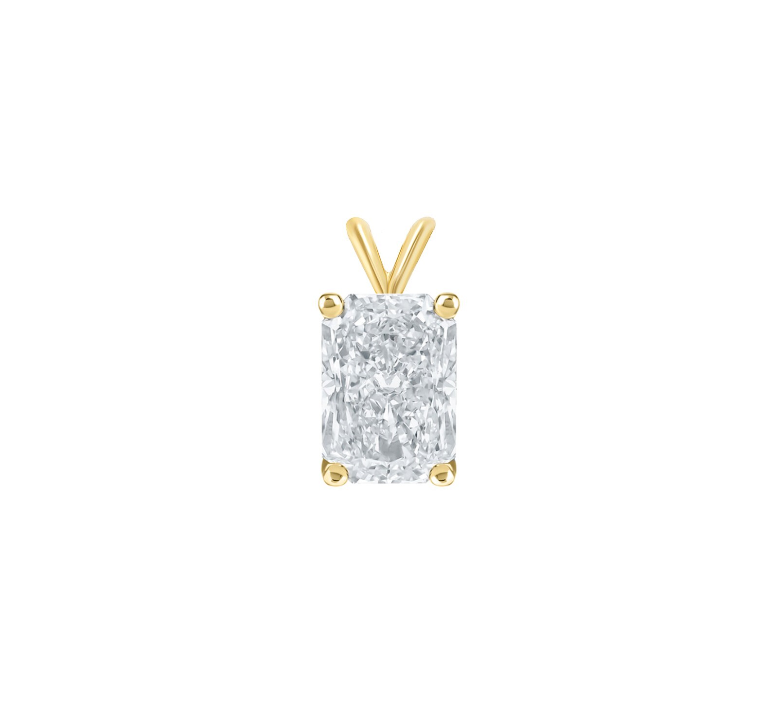 IGI F/VS 3 Ct Radiant Lab Created Grown Diamond Pendant 14K Yellow Gold