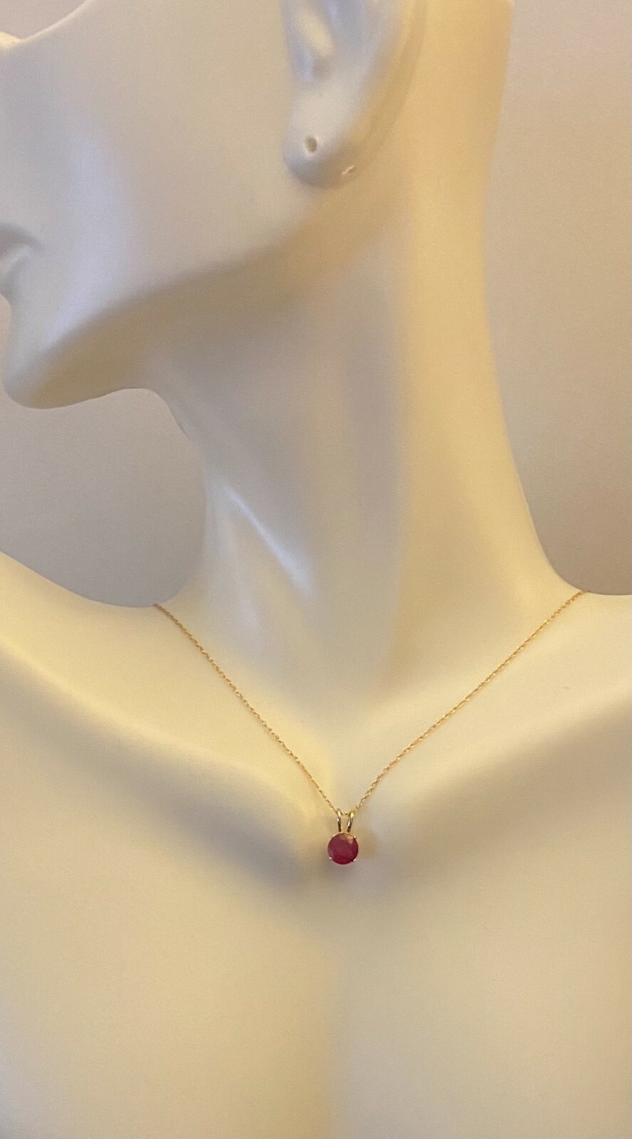 14K Genuine 4mm Round Ruby Pendant (Available with or without chain)
