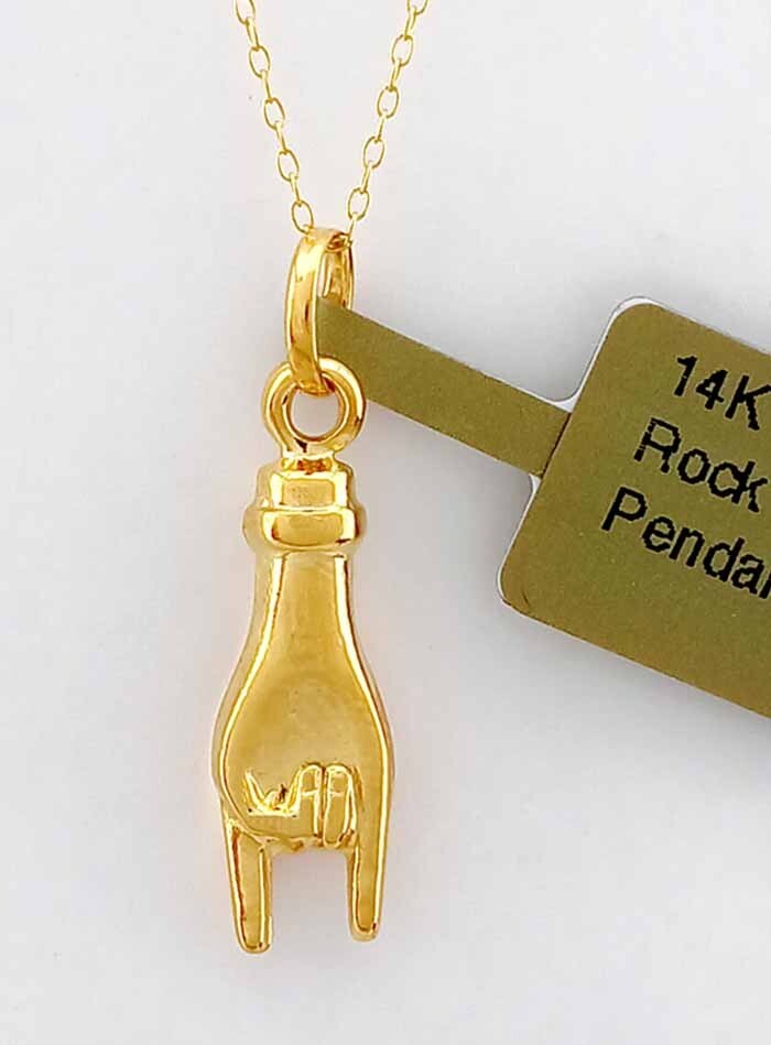 LET’S ROCK PENDANT 14K YELLOW GOLD – New With Tag – FREE CHAIN