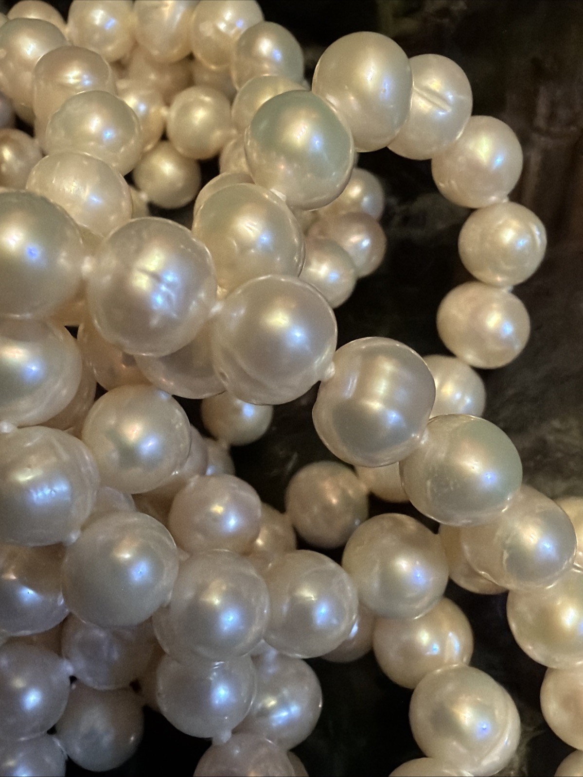 100” Freshwater White Pearl Necklace Endless Strand Genuine 7mm Orig. NWT $500