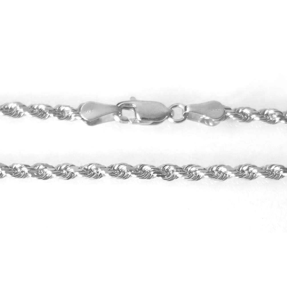14K Solid White Gold Rope Chain 2.5 Grams W: 1.0 mm L: 16 inches (40 CM)-63