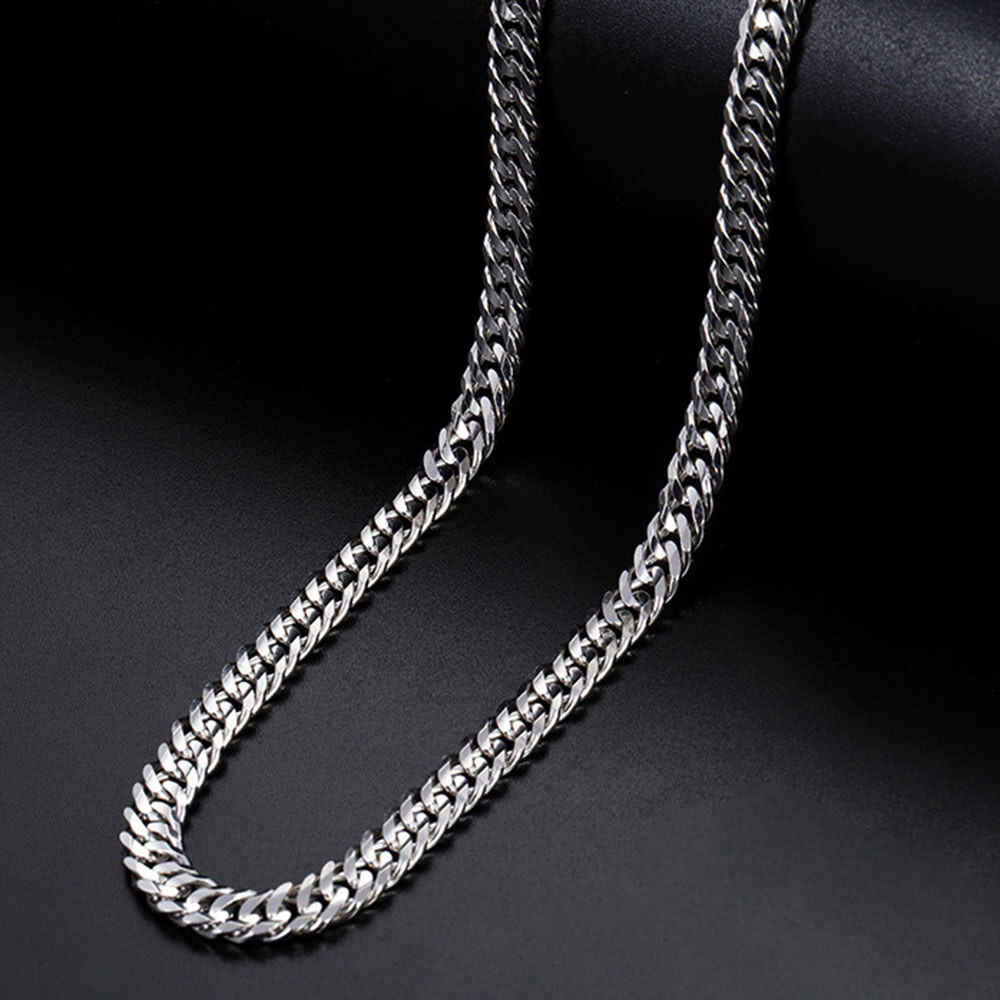 Pure S925 Sterling Silver Chain Men Women 2-5mm Cuban Curb Link Necklace 16-28in