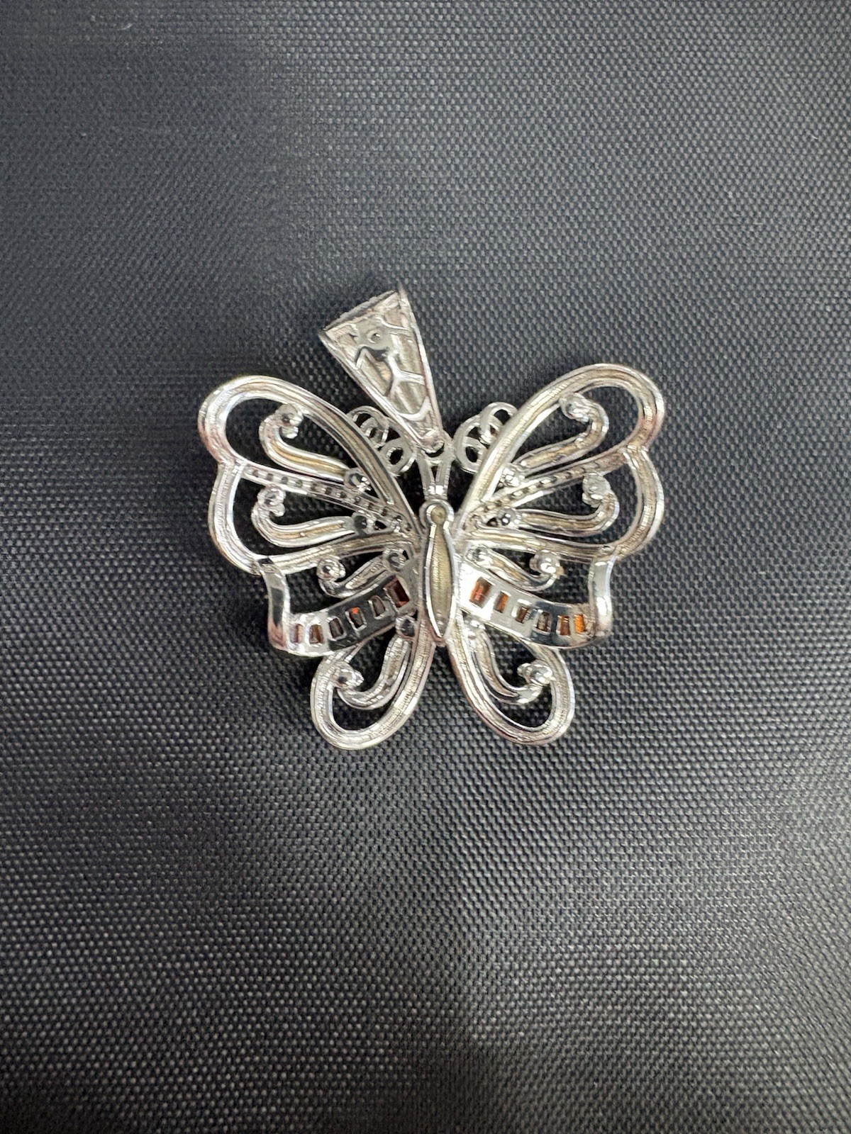 925 Silver Butterfly Pendant with Crystals