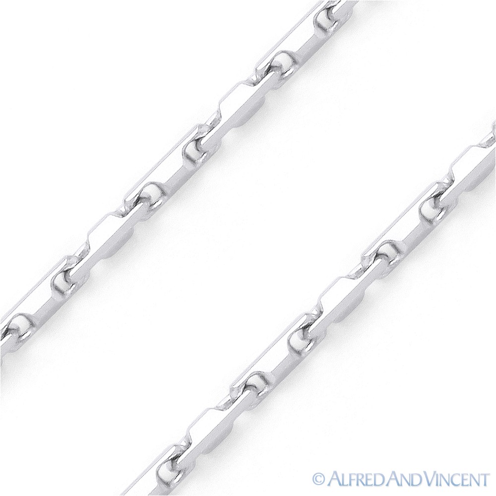 2mm Thin Bar Link Heshe Italian Chain Necklace Solid .925 Italy Sterling Silver