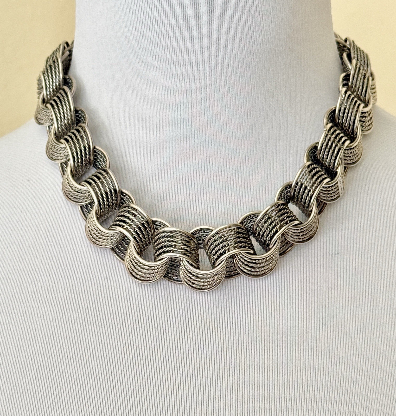 David Yurman Origami Chain Link Necklace Sterling Silver Original Box 18” 188gr