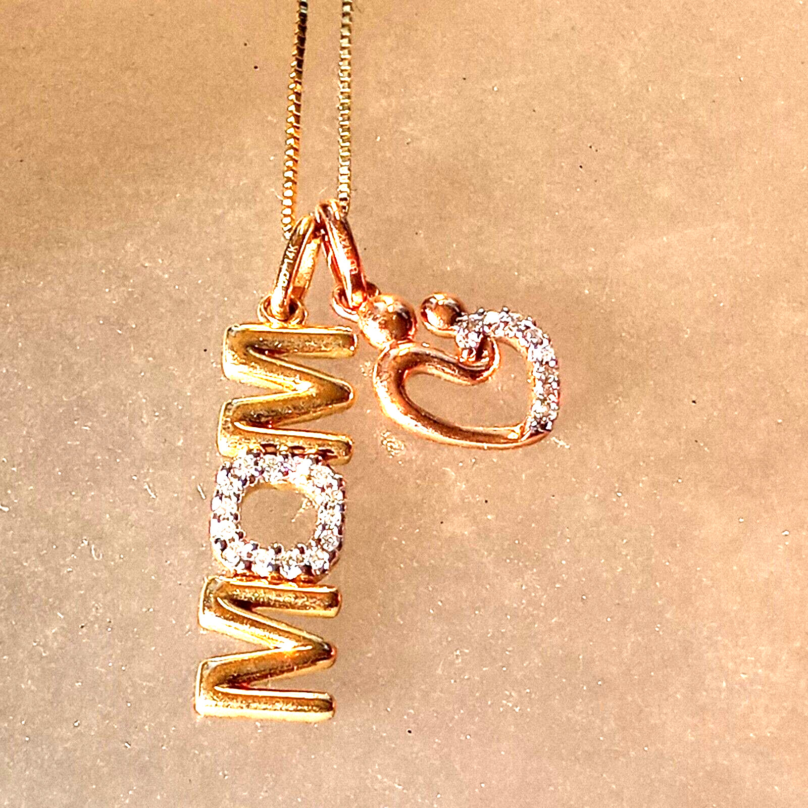 Diamond Mom with Heart Mother & Child Pendant Rose Gold Yellow Gold 10kt