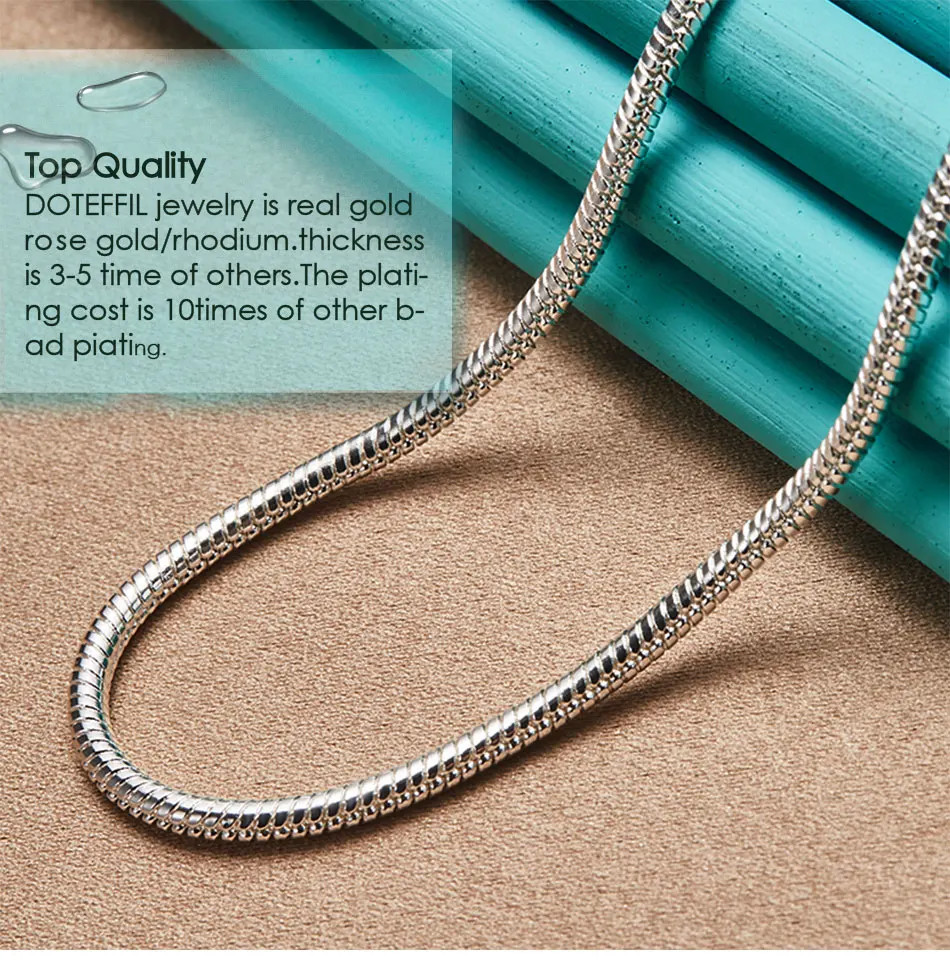 925 Sterling Silver 16/18/20/24/22/24/26/30 Inch 3mm Snake Chain