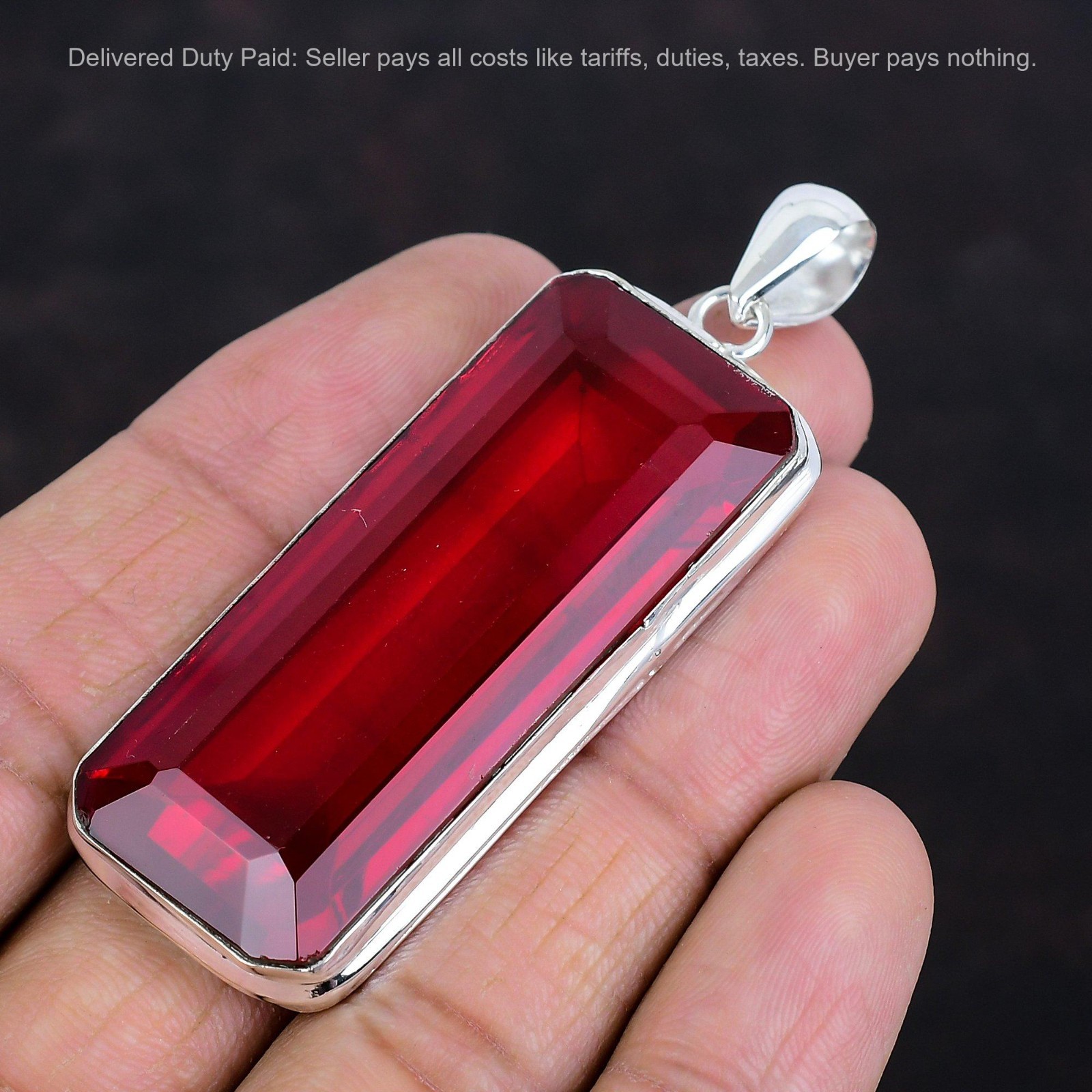 Faceted Mozambique Garnet Pendant 925 Sterling Silver Gemstone Handmade Jewelry