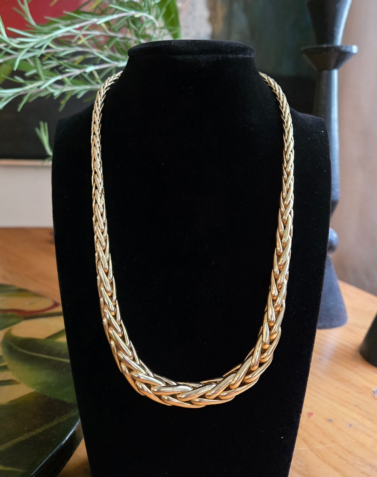 Italian 14K Gold Graduated Foxtail Wheat Spiga Link Necklace 25.4g 17″ 585