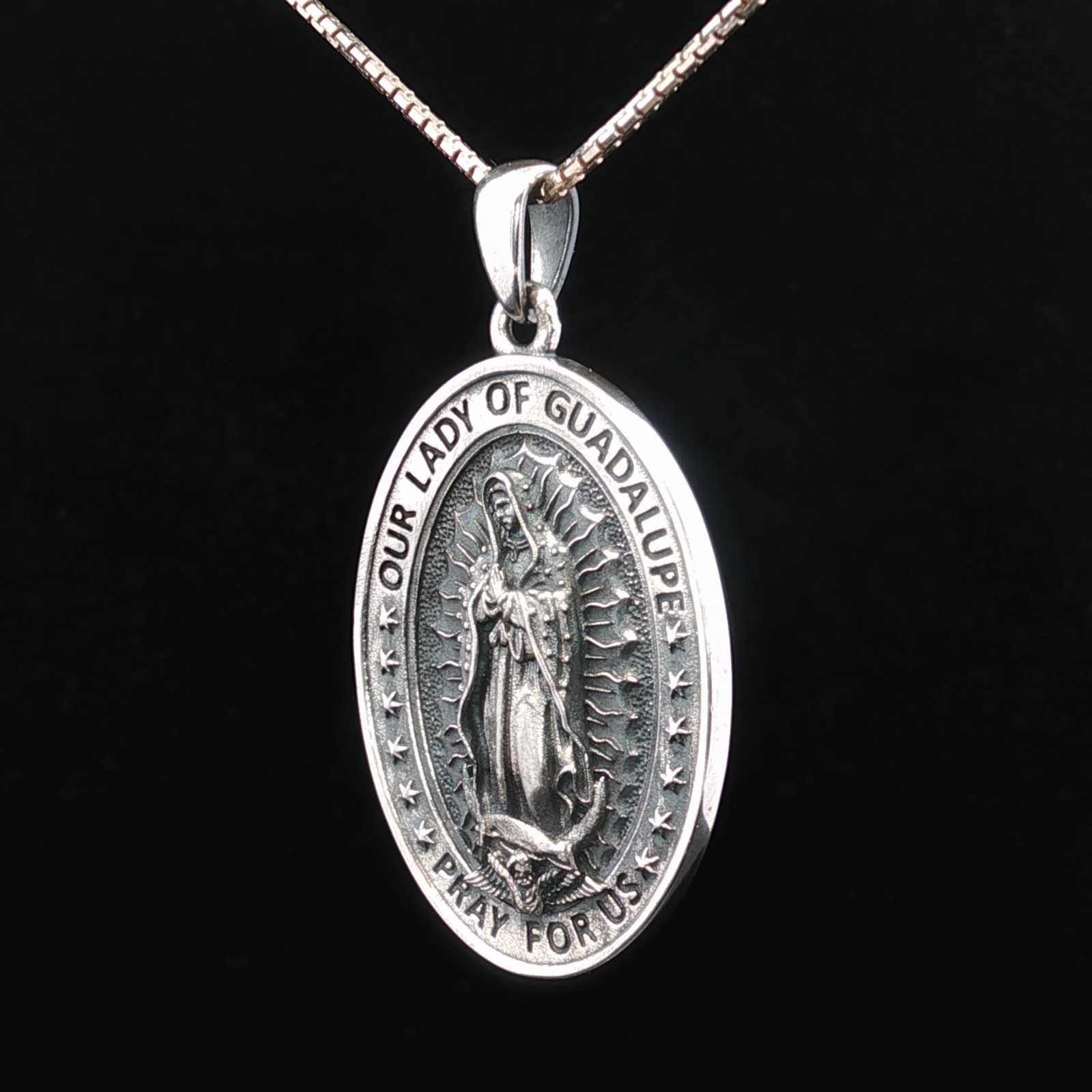 925 Sterling Silver Two-Sided Our Lady of Guadalupe Necklace