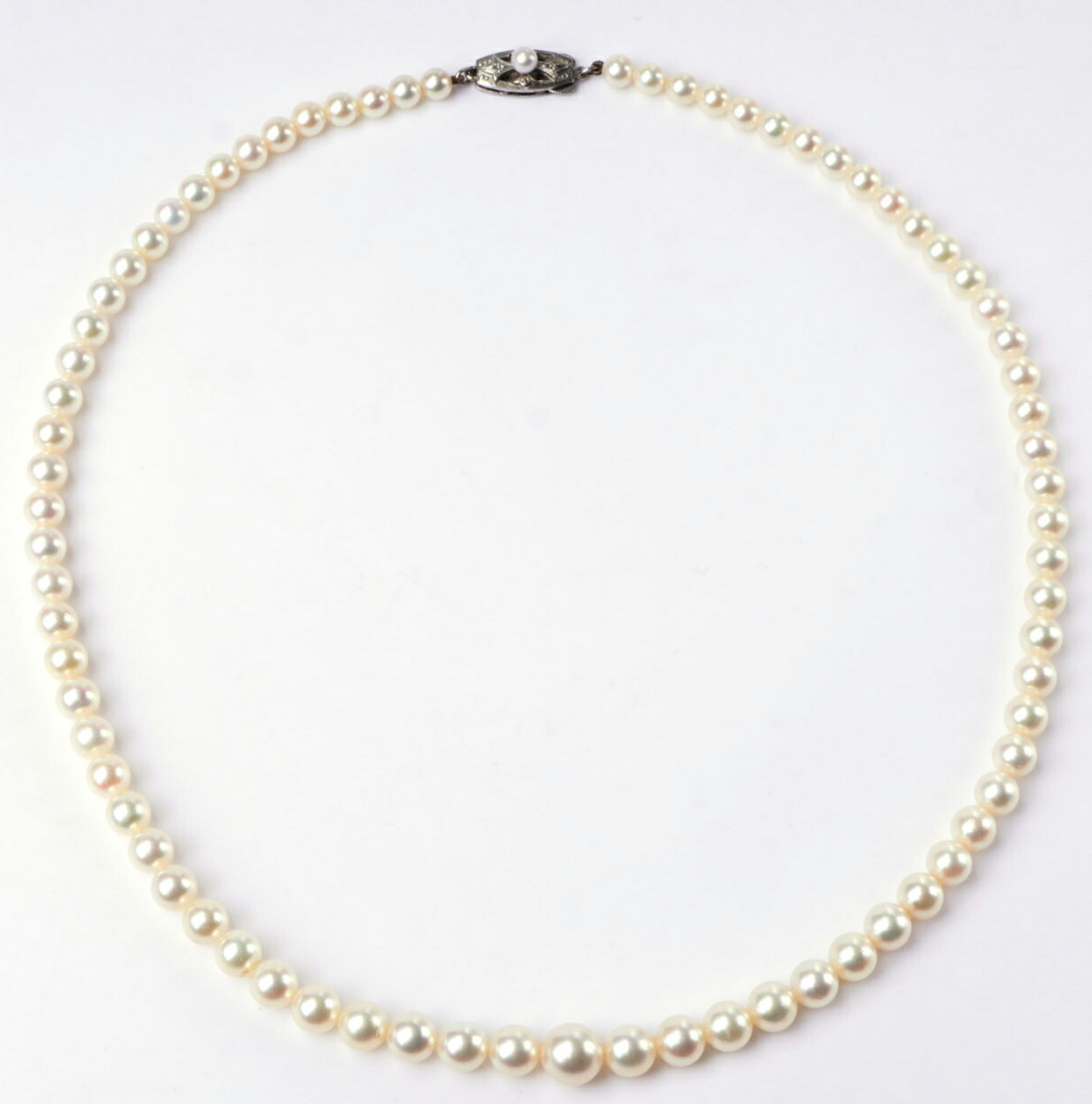 Mikimoto Akoya Pearl Necklace Graduated Strand 4.8~8.1mm Silver 17.3in Japan