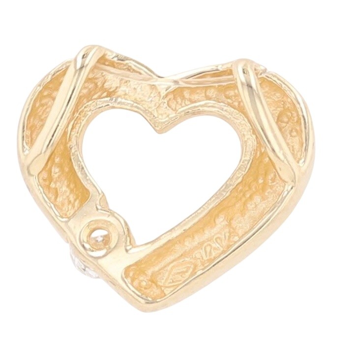 .09ct Diamond Tension Set Heart Pendant Without Chain 14k Yellow Gold 1.35 Grams