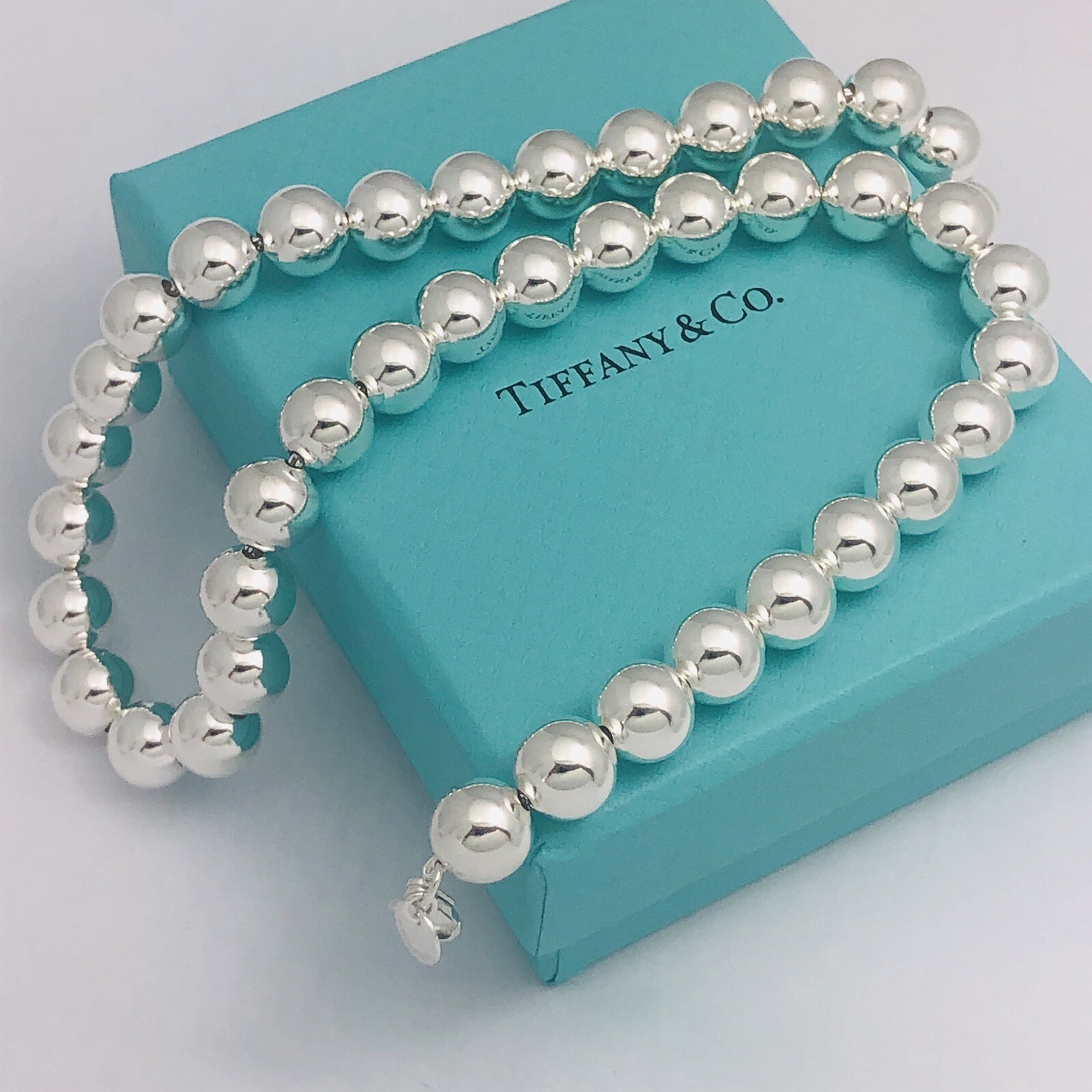 20” Mens Tiffany & Co HardWear Necklace 10mm Bead Ball in Sterling Silver