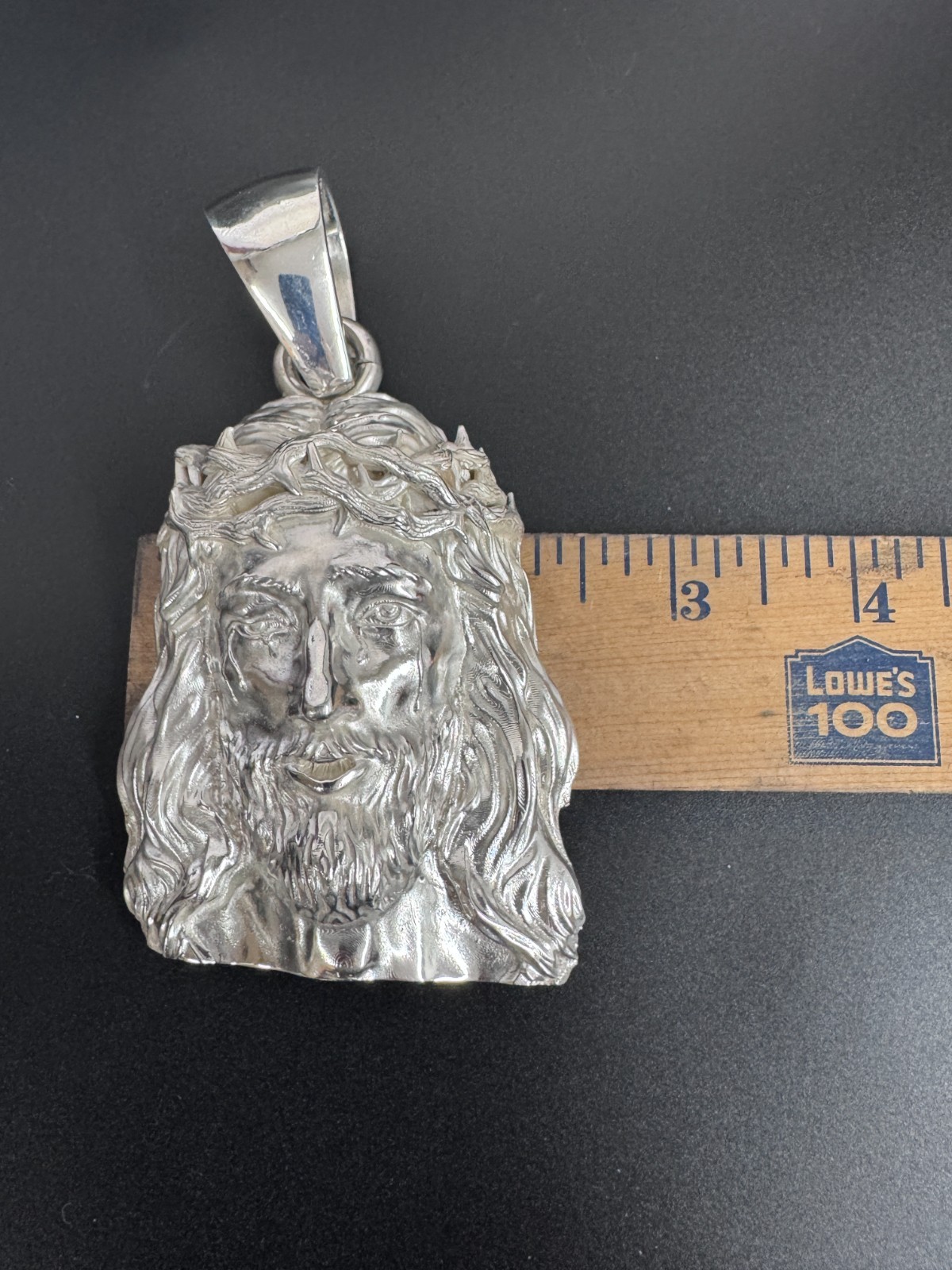 Jesus Head Pendent 4.25″ Extra Large Solid Sterling Silver 925 Heavy! 145 grams